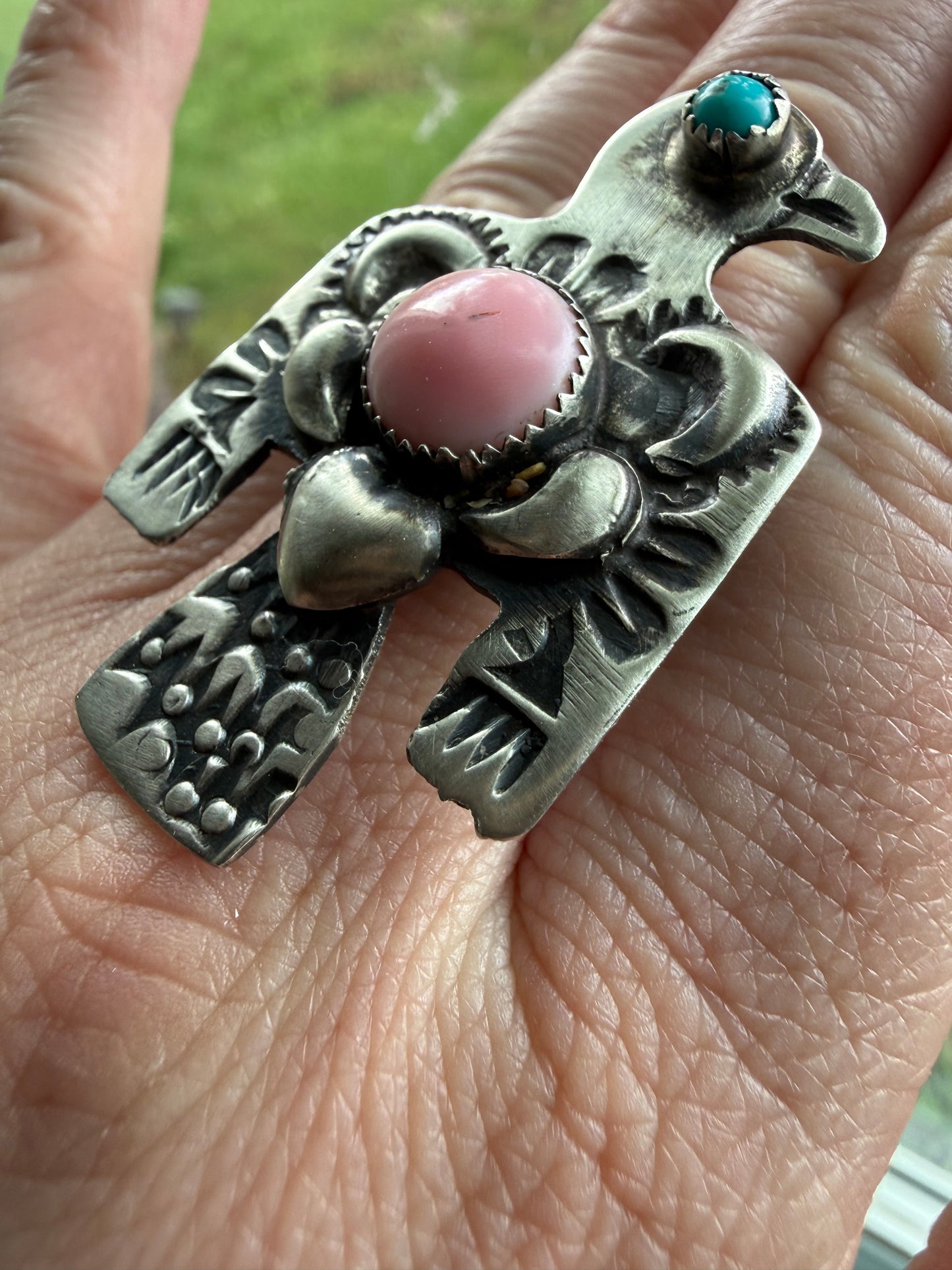 Yazzie T Bird Pink Turquoise Ring