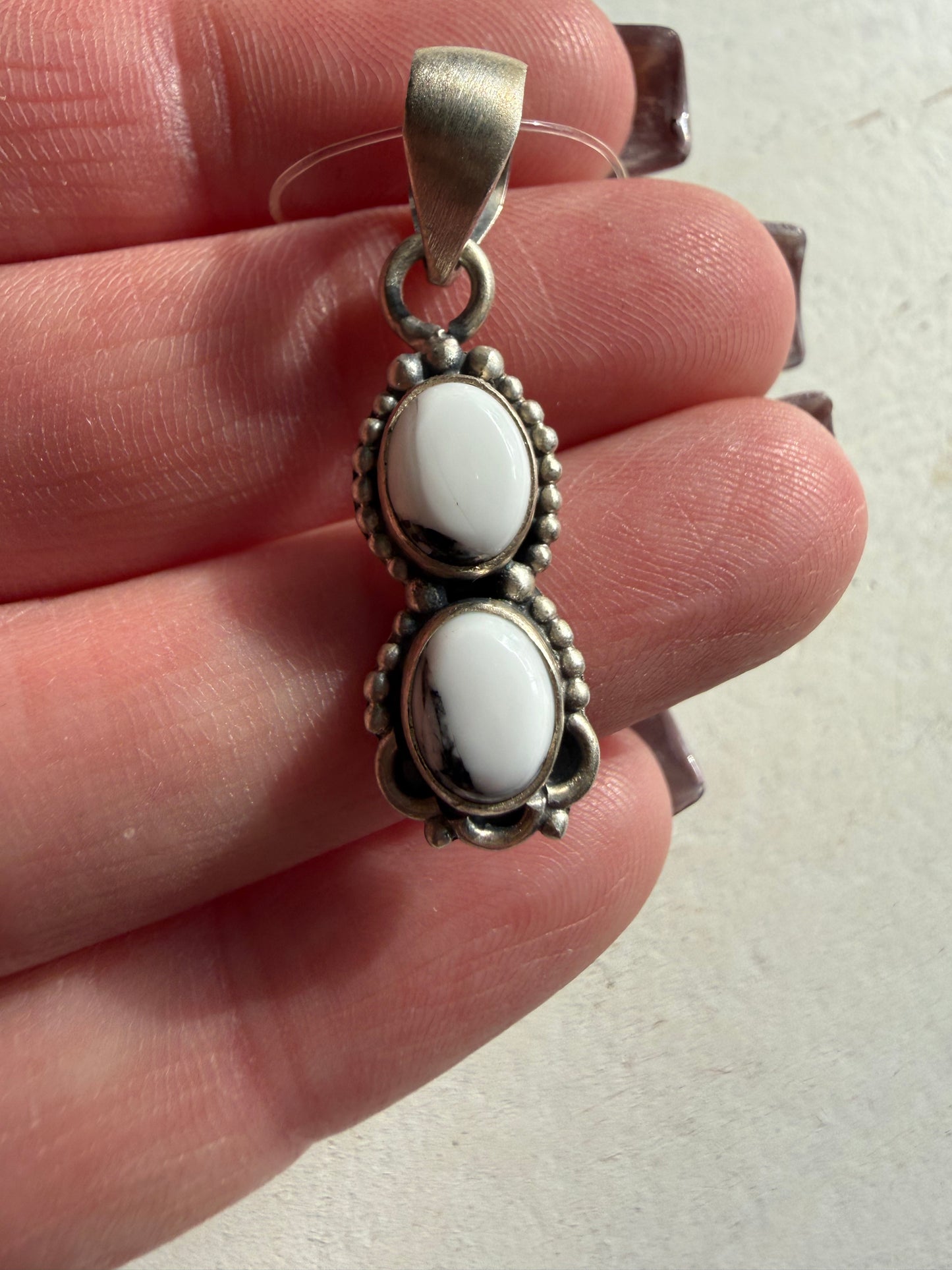2 Stone White Buffalo Pendant Sterling | Queen Bee Boutique