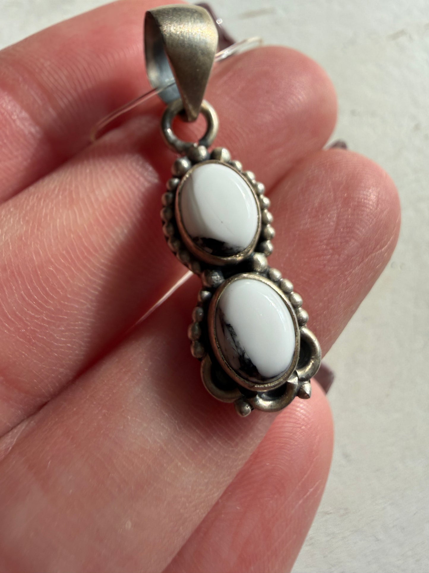 2 Stone White Buffalo Pendant Sterling | Queen Bee Boutique