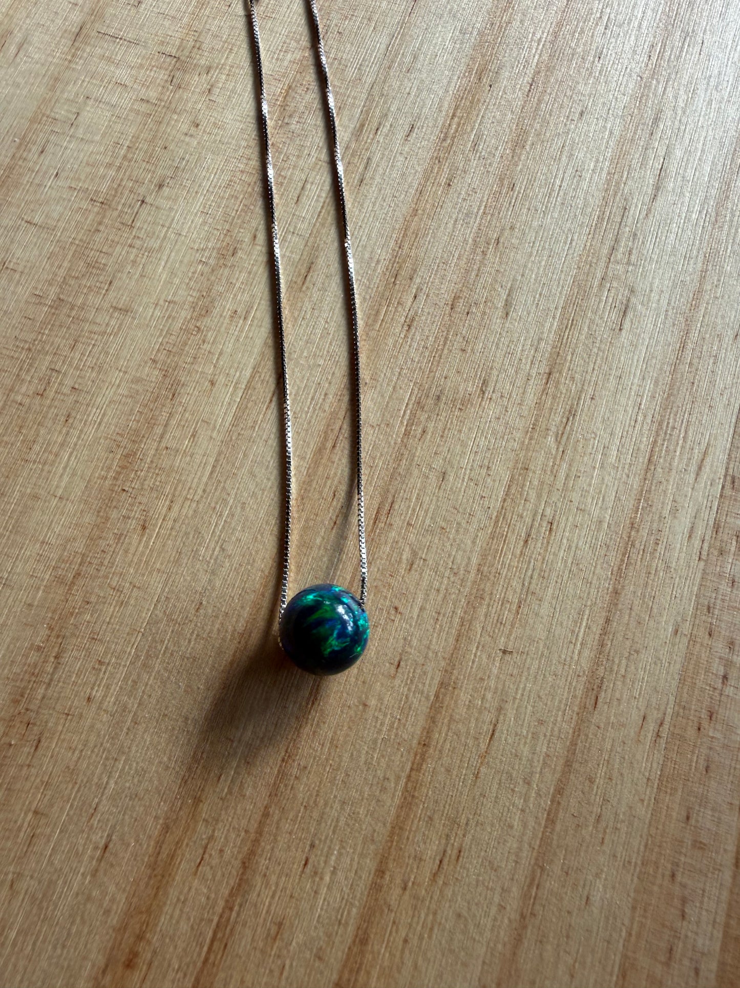 Blue Green Opal Illusion Ball Necklace | Queen Bee Boutique