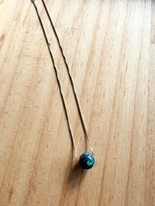 Blue Green Opal Illusion Ball Necklace | Queen Bee Boutique