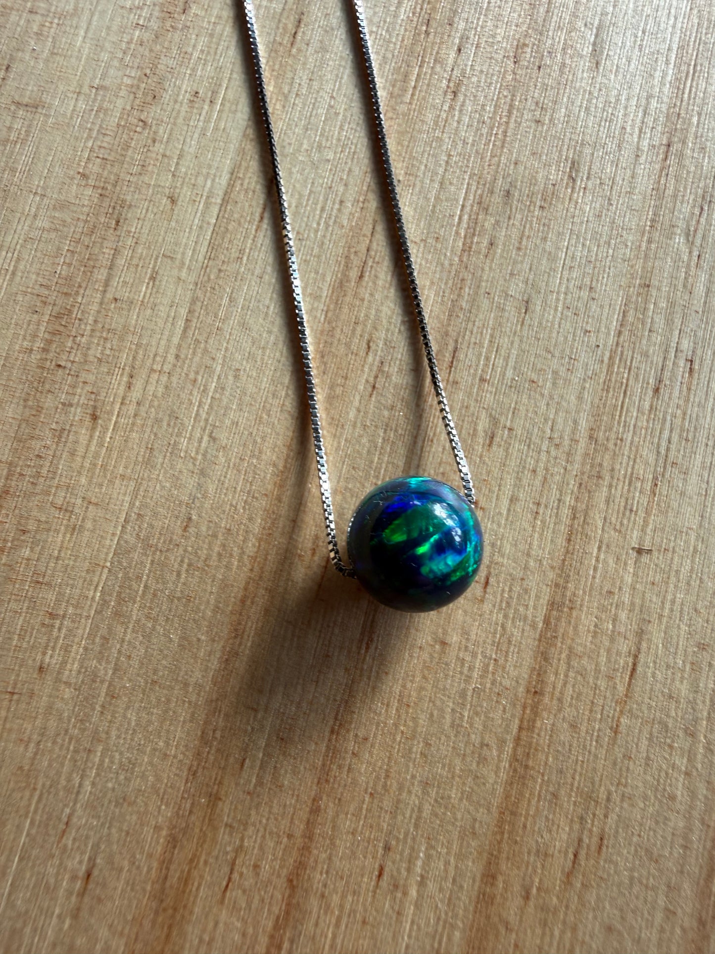 Blue Green Opal Illusion Ball Necklace | Queen Bee Boutique