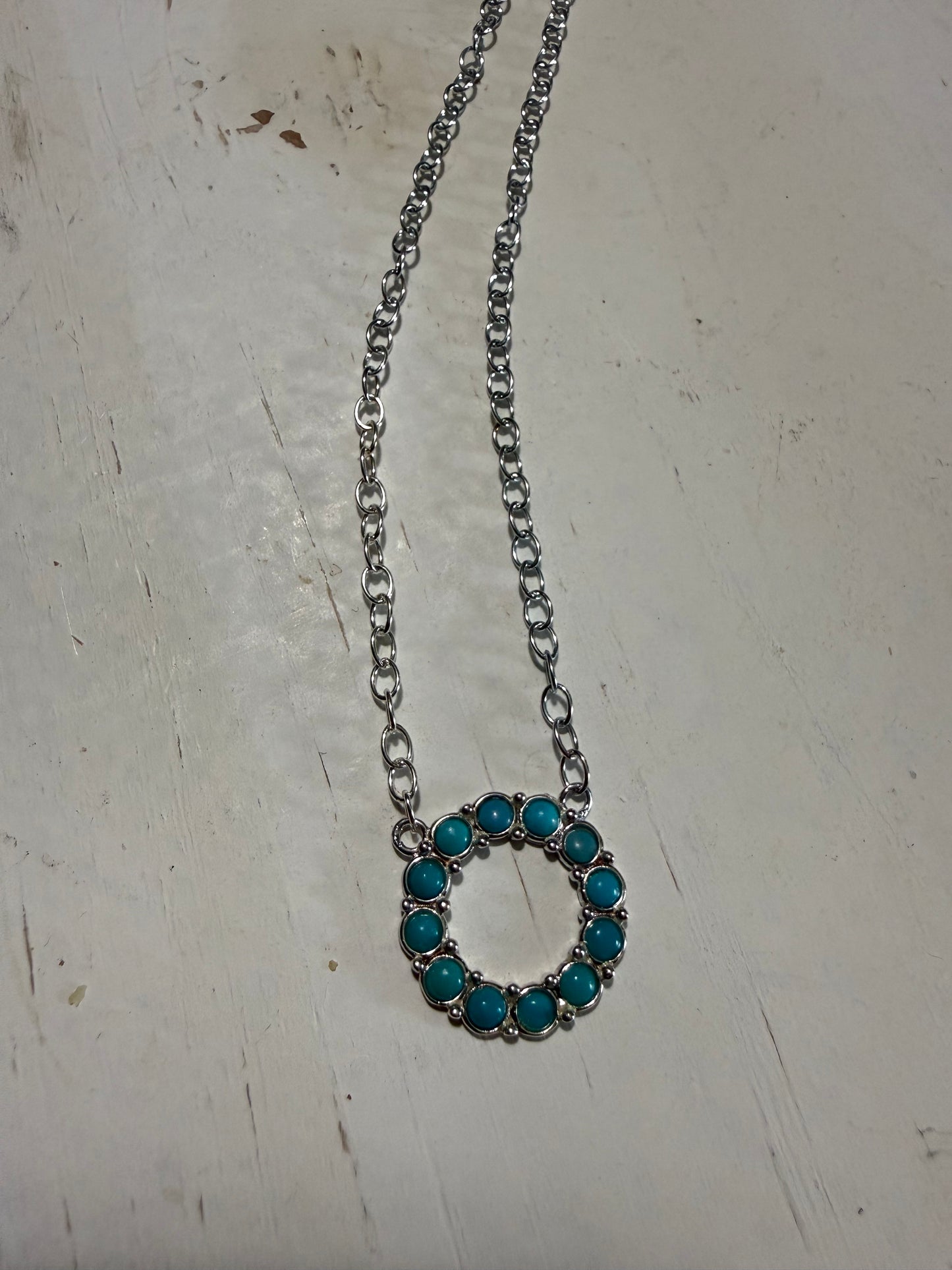 Turquoise Circle Pendant Necklace | Queen Bee Boutique