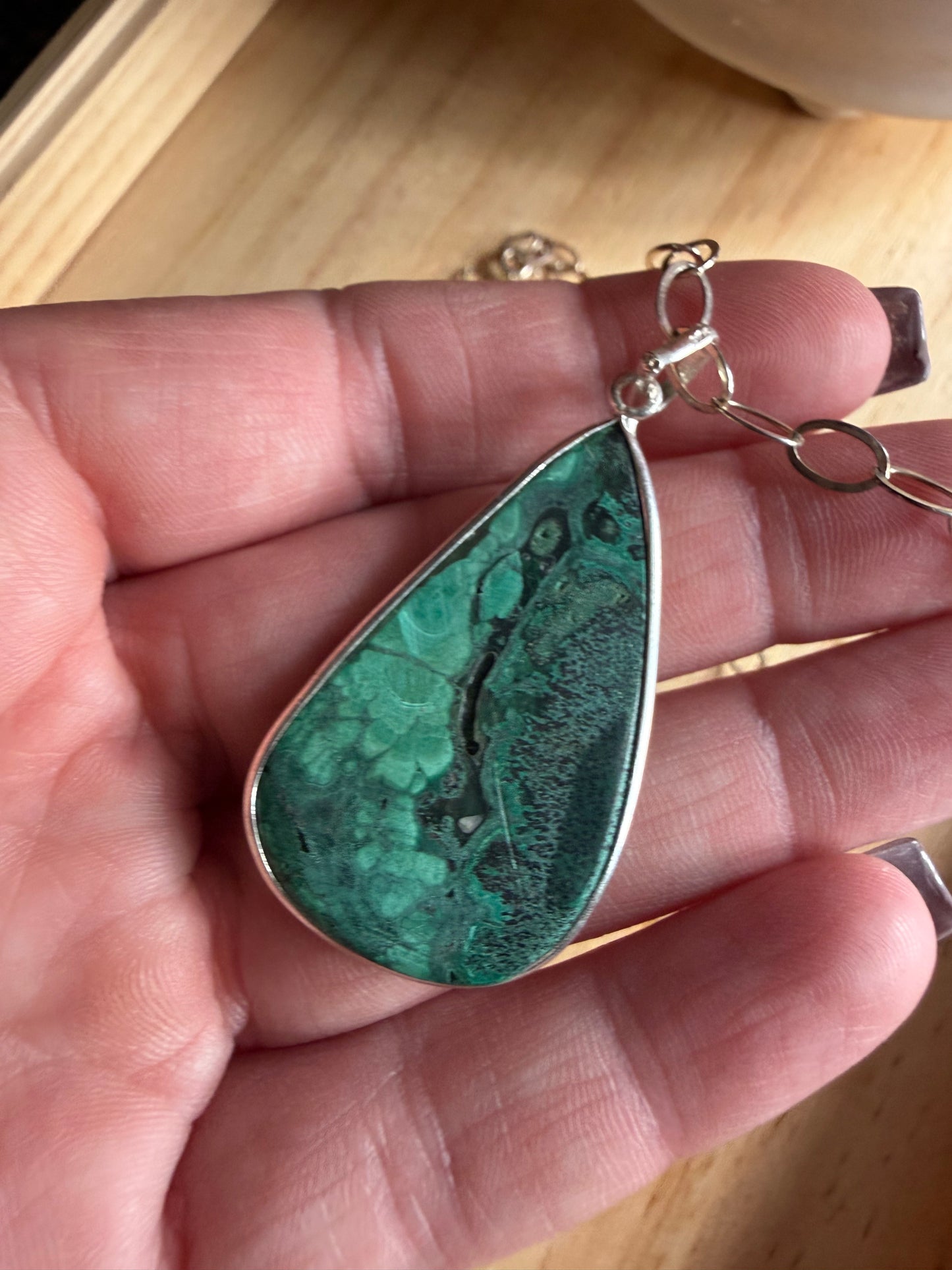 Green Chrysocolla Pendant Necklace