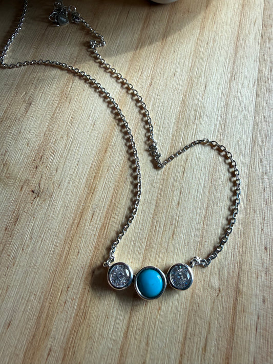 Turquoise Clear CZ Gem Bar Necklaces | Queen Bee Boutique