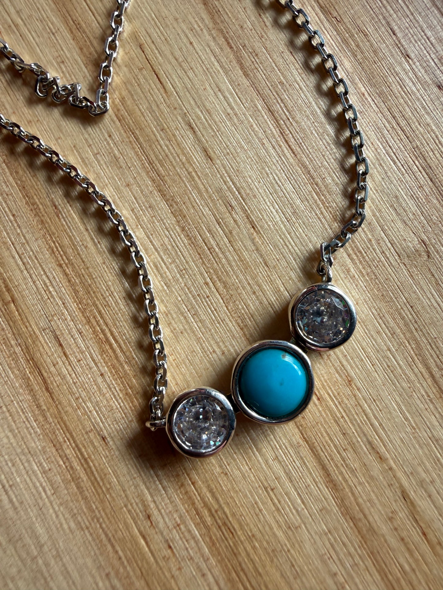 Turquoise Clear CZ Gem Bar Necklaces | Queen Bee Boutique