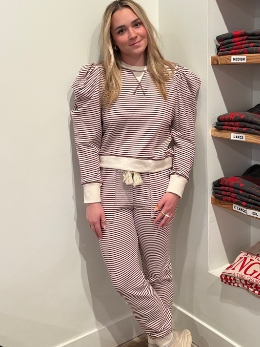 Striped Contrast Loungewear Set | Boho Tassel Joggers | QB Boutique