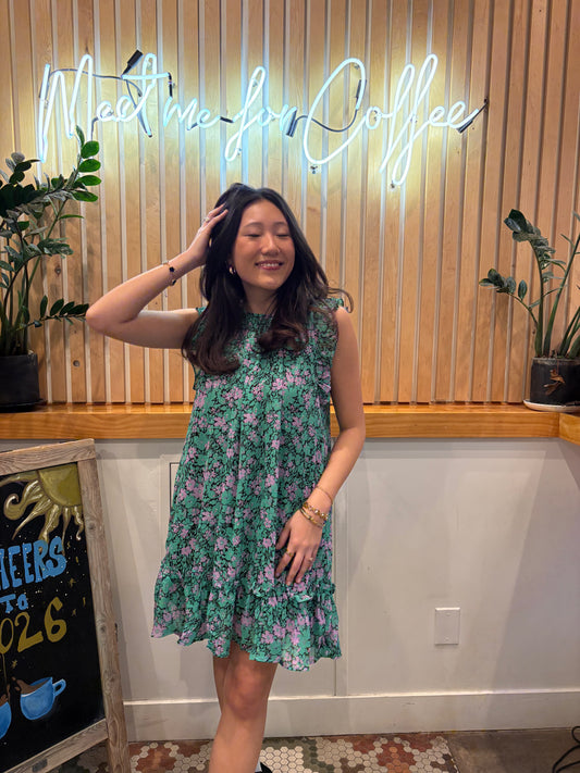 Green Goddess Smocked Midi Dress - Emerald Boho Tiered Sun Dress | QB Boutique