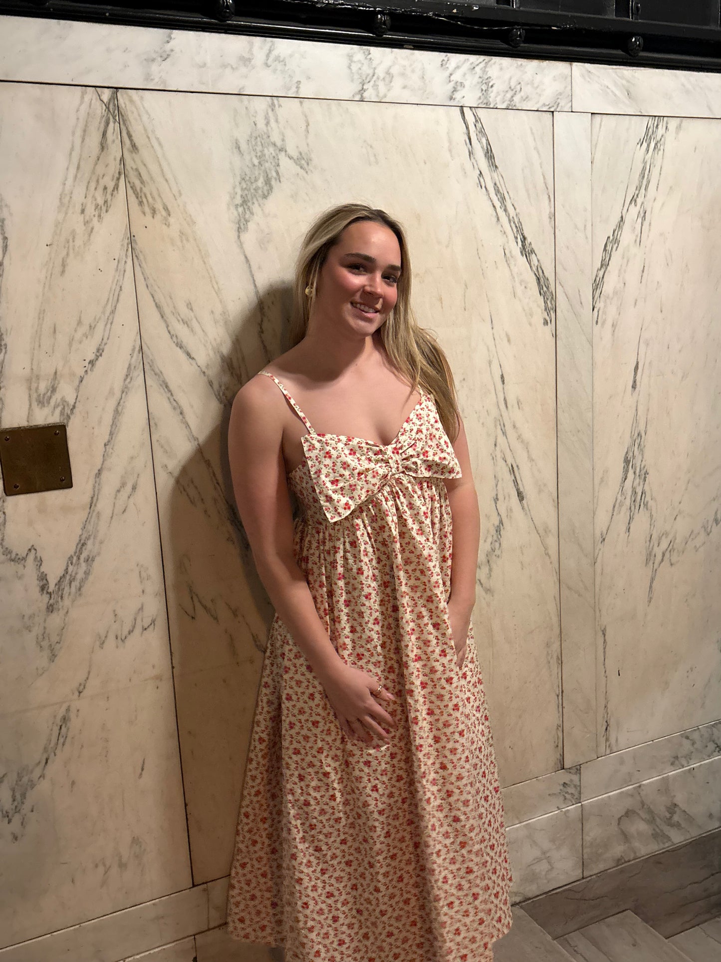 Love Bow Floral Midi Dress