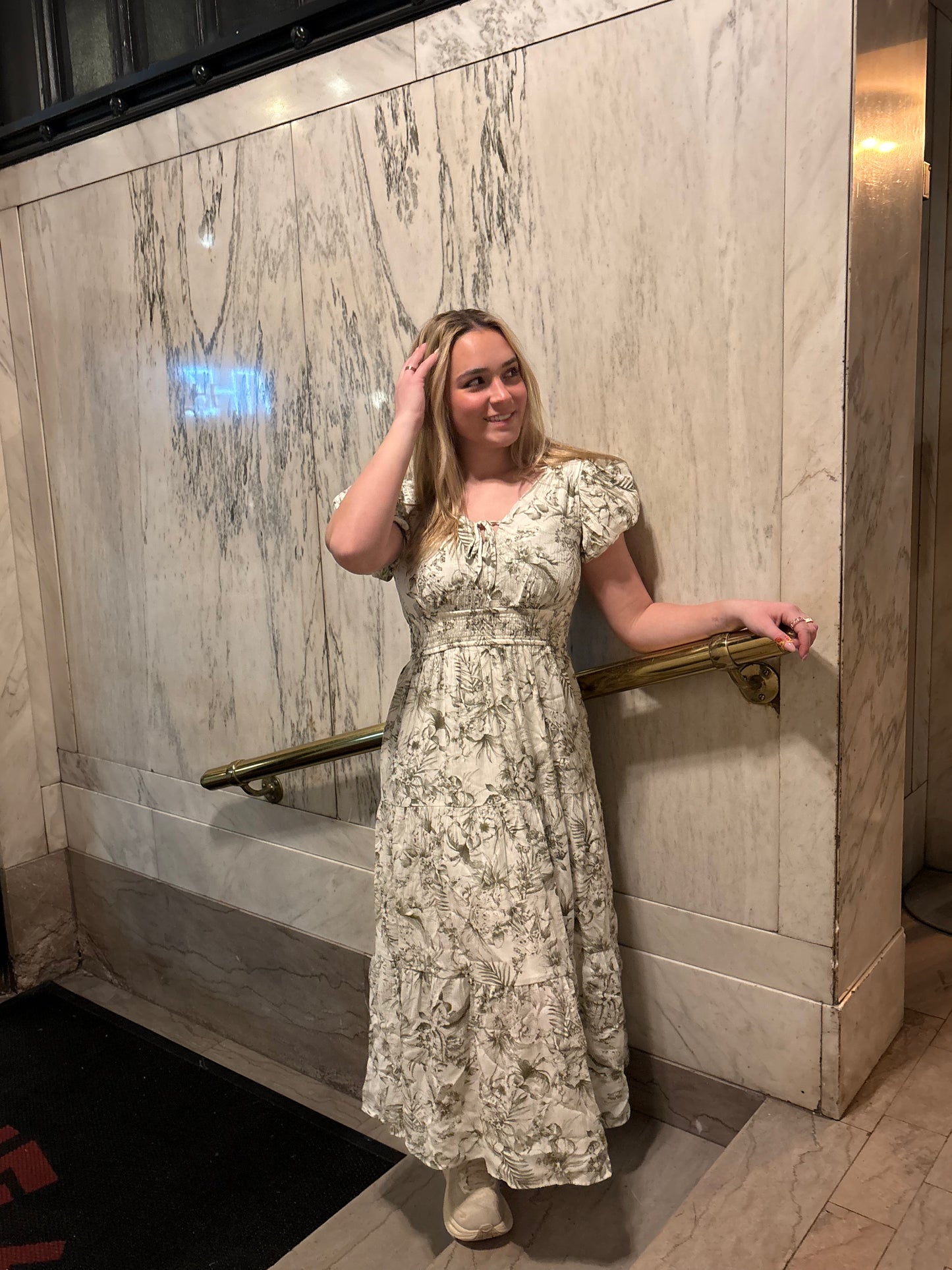 Isabella Floral V-Neck Midi Dress – Front Tie Boho Sun Dress