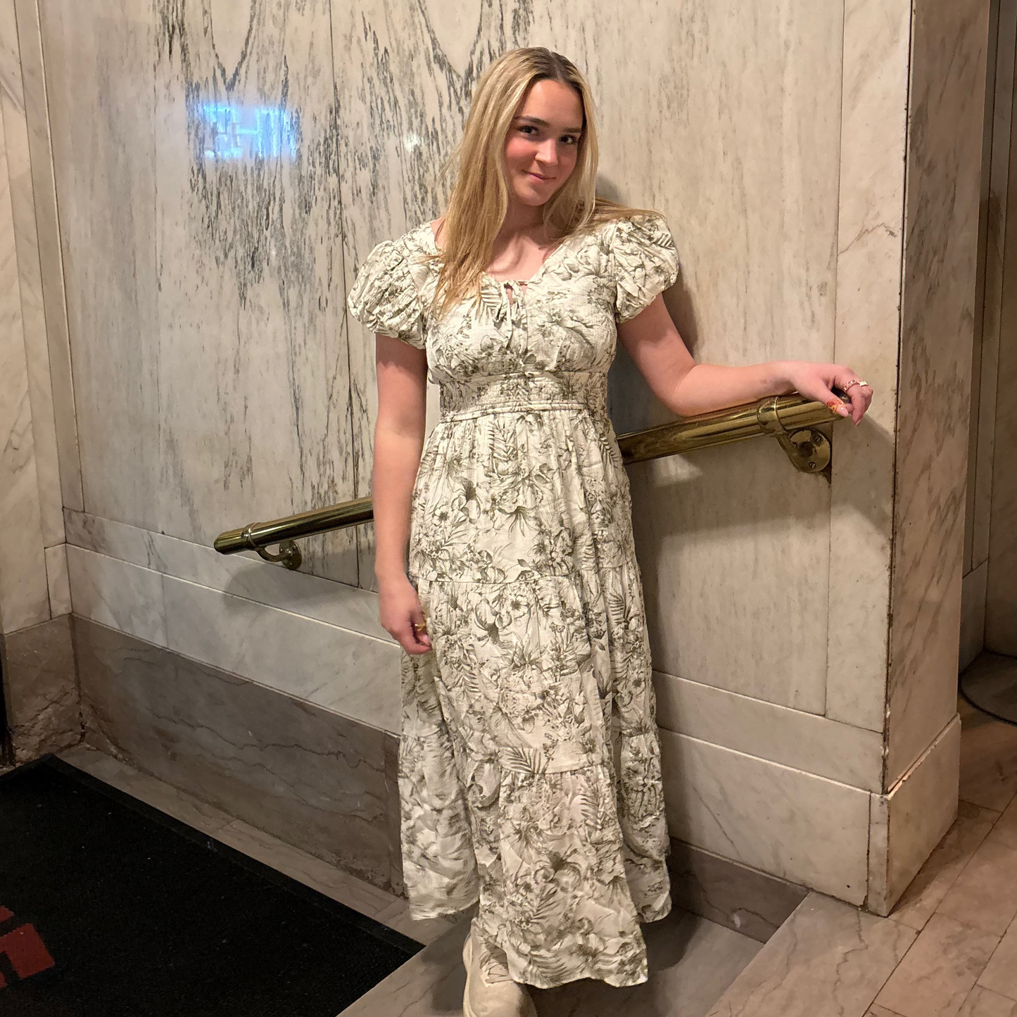 Isabella Floral V-Neck Midi Dress – Front Tie Boho Sun Dress