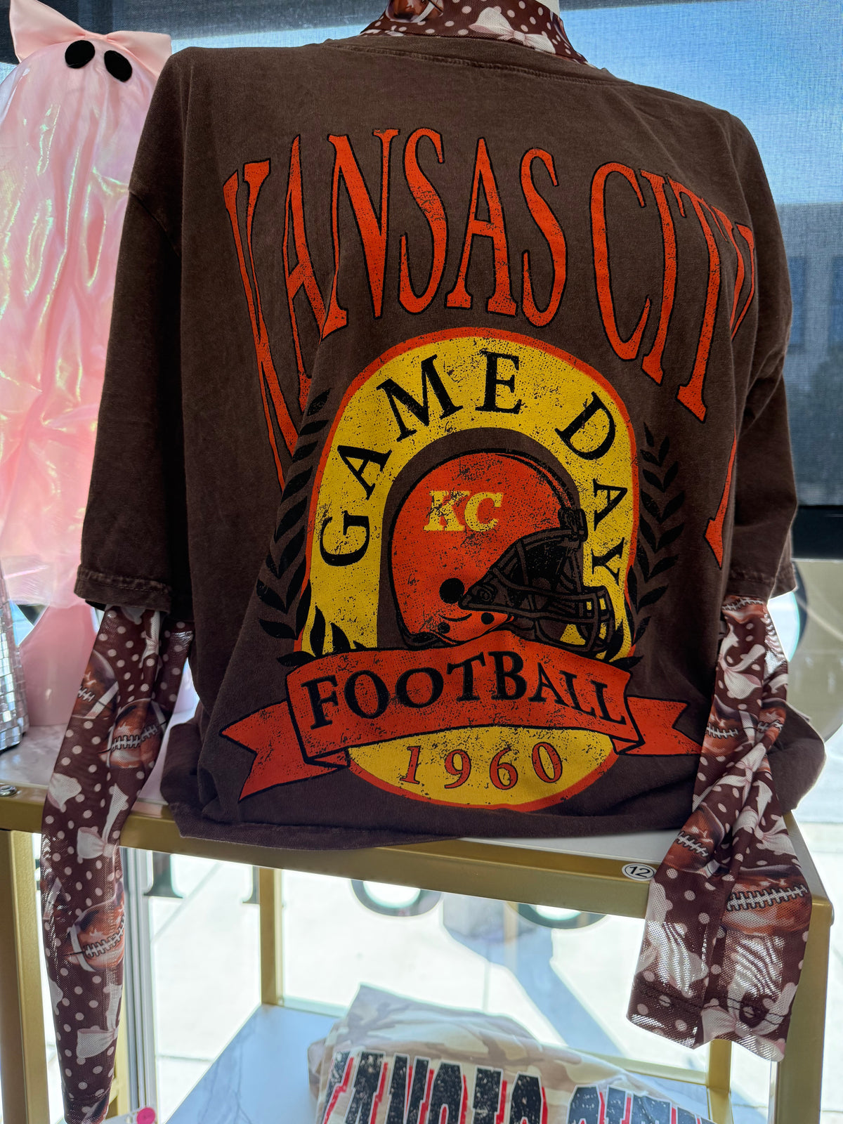 KANSAS CITY GAMEDAY FOOTBALL OVERSIZED MINERAL GRAPHIC TEE | Queen Bee Boutique
