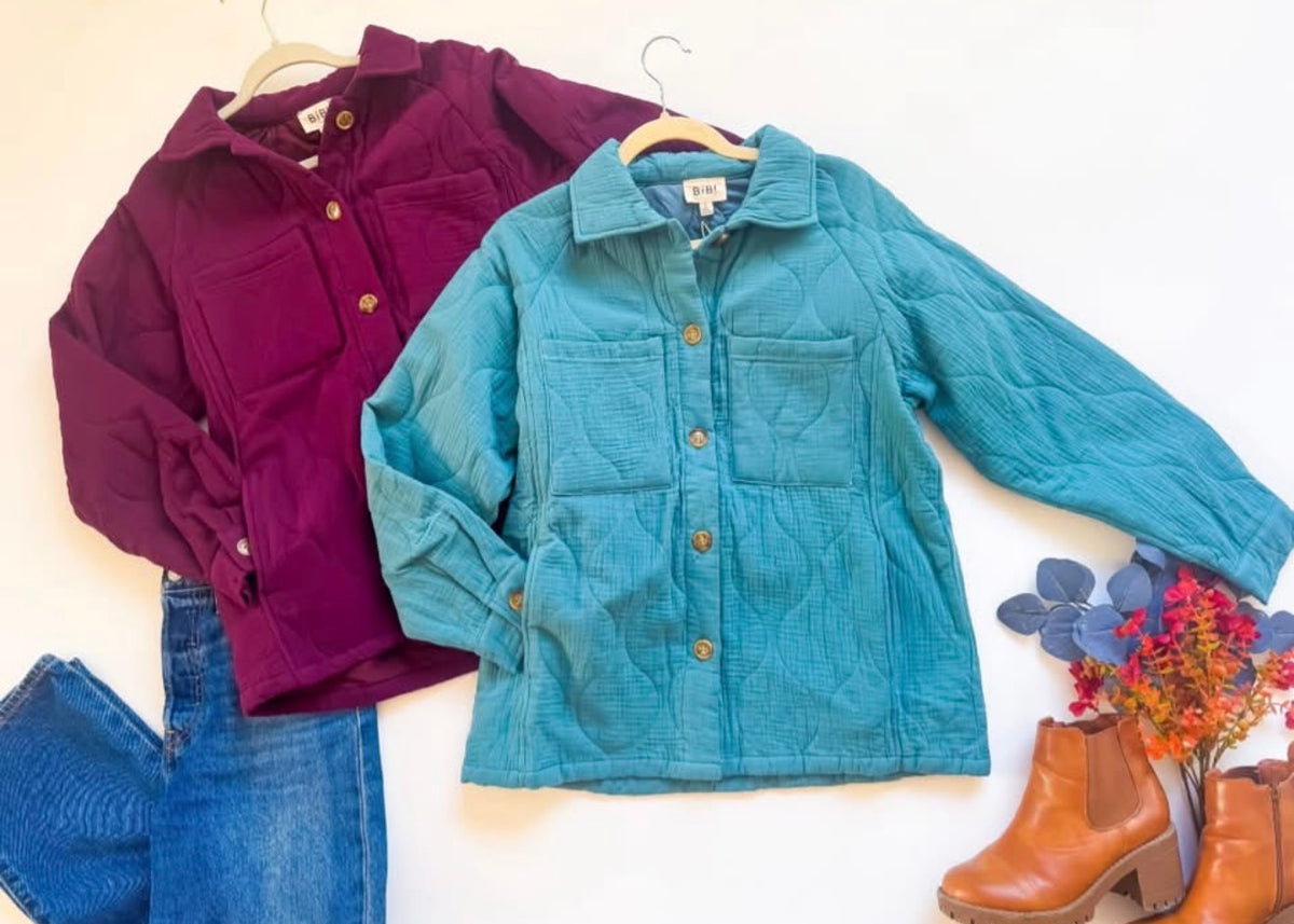 Quilted Linen Button Down Shacket | Queen Bee Boutique