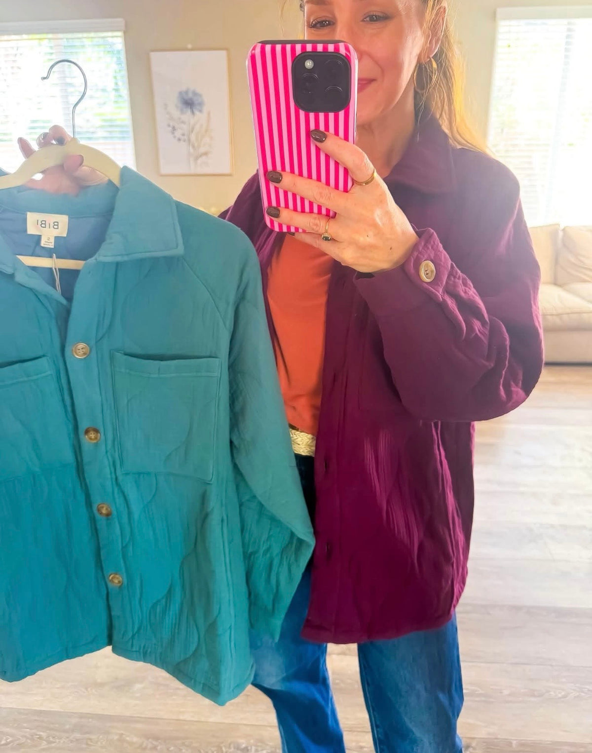 Quilted Linen Button Down Shacket | Queen Bee Boutique