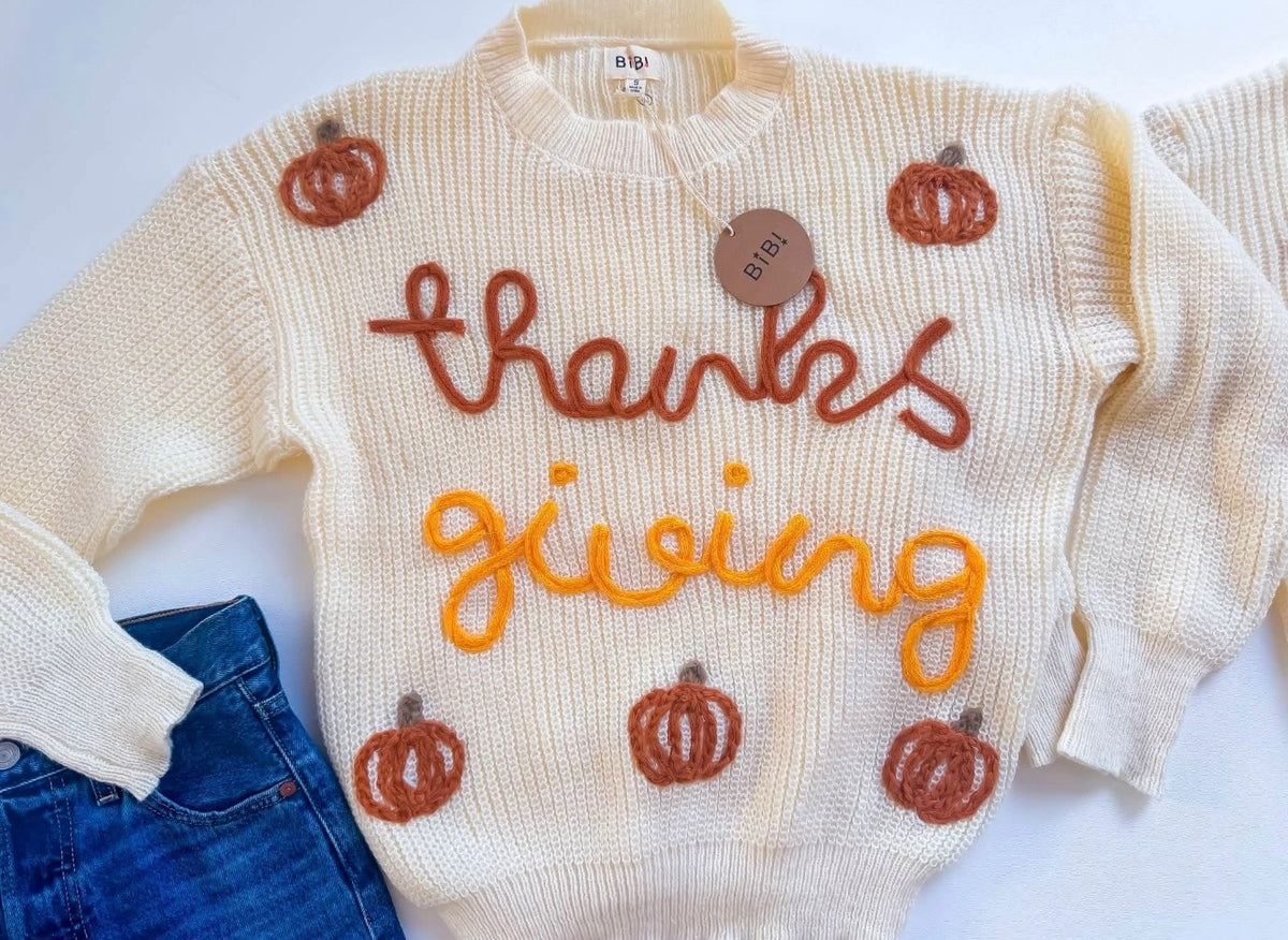 Thanksgiving Pumpkin Holiday Sweater | Queen Bee