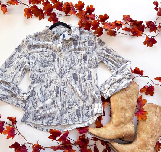 Western Cowboy Scene Button Down Top | Queen Bee Boutique