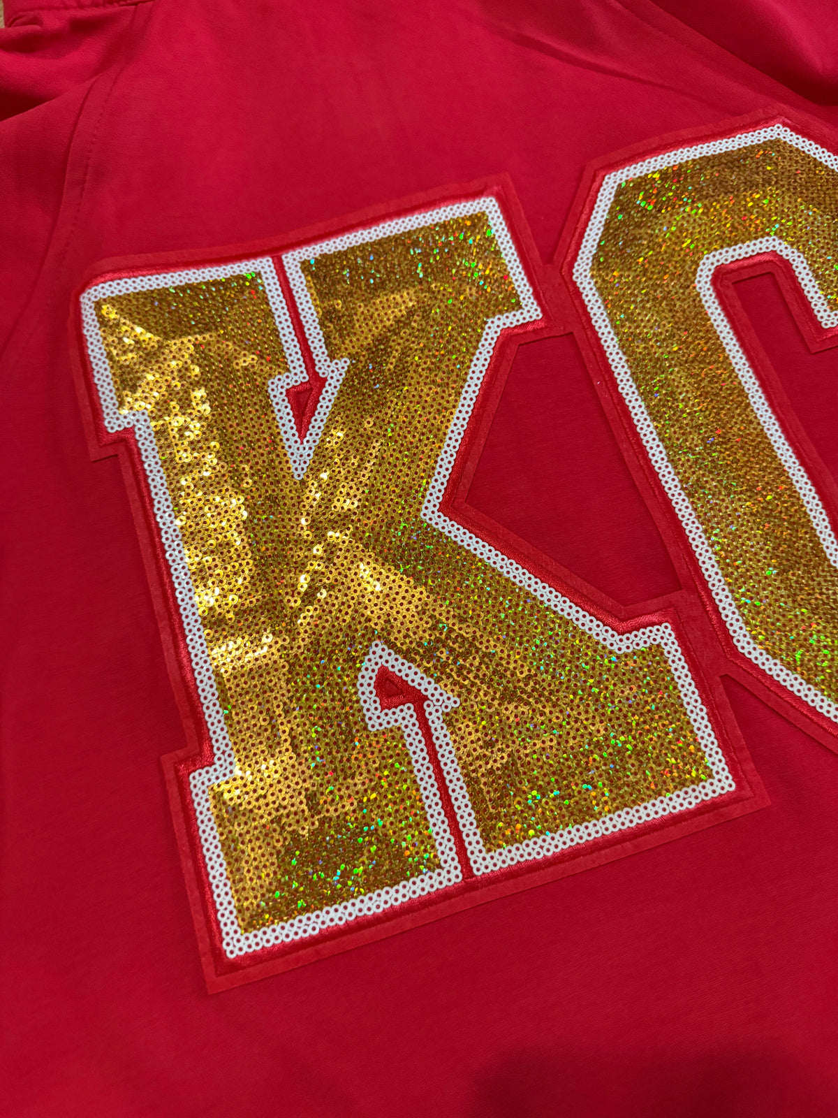 Red Gold Sequin KC Half Zip Pullover | Game Day Sweatshirt