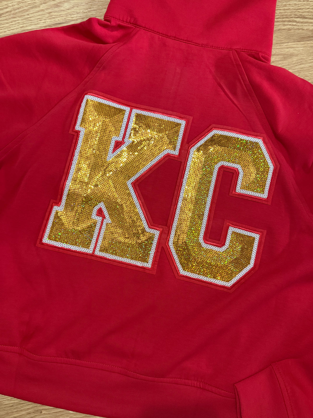 Red Gold Sequin KC Half Zip Pullover | Game Day Sweatshirt