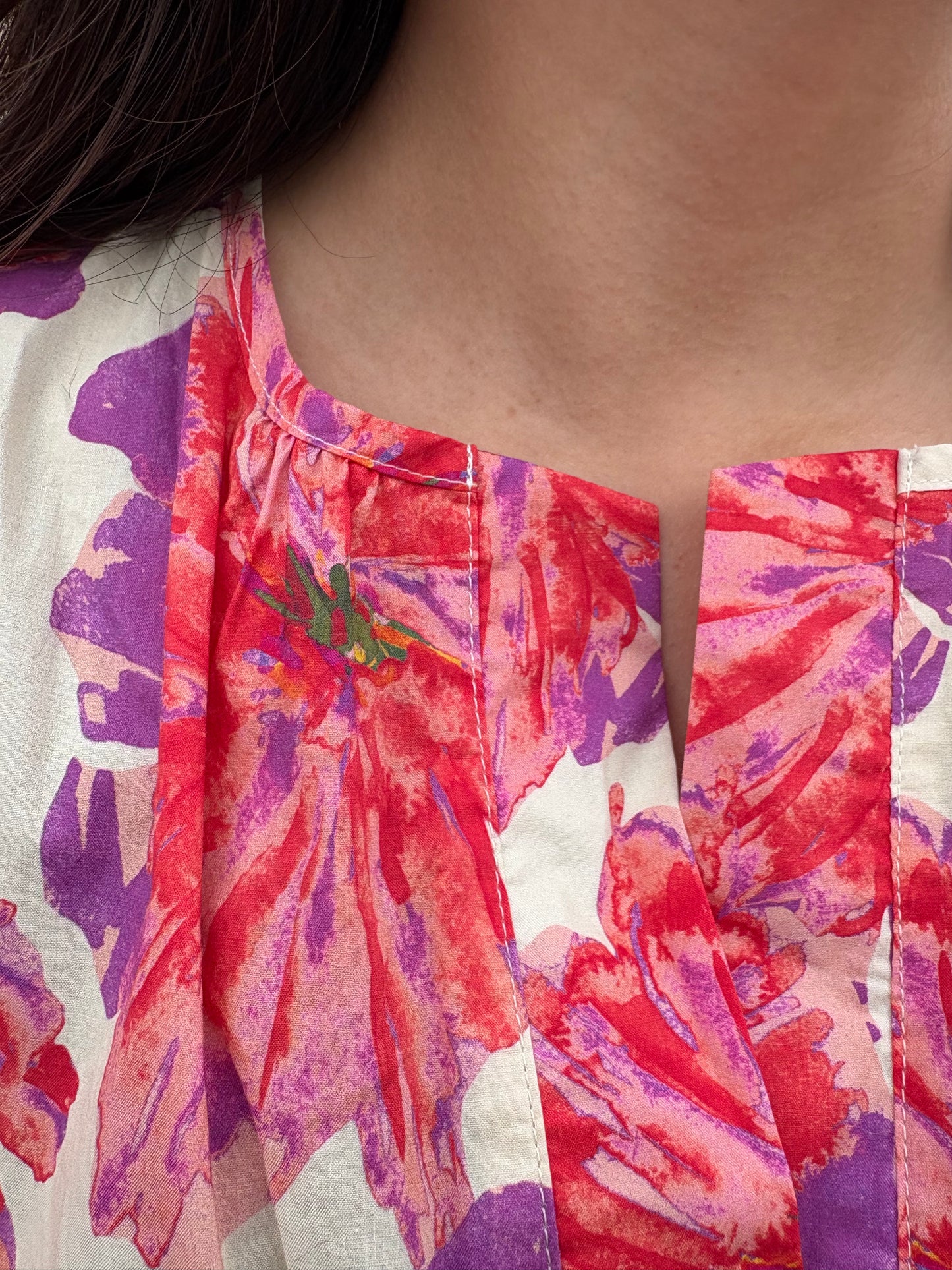 RED PURPLE FLORAL MIDI DRESS SPRING EASTER WEDDING | QUEEN BEE BOUTIQUE