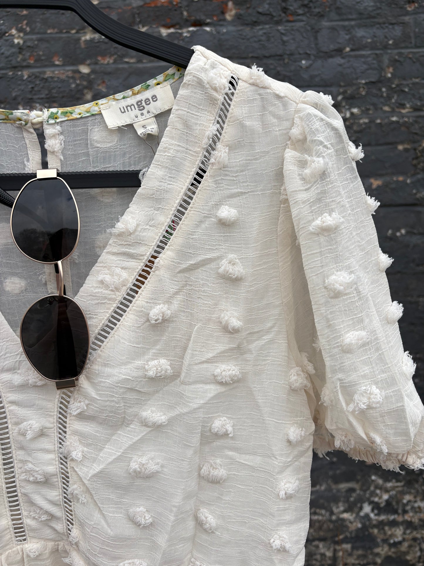 wiss Dot Cream Midi Dress – Boho Ruffle Spring Sun Dress (Cream)