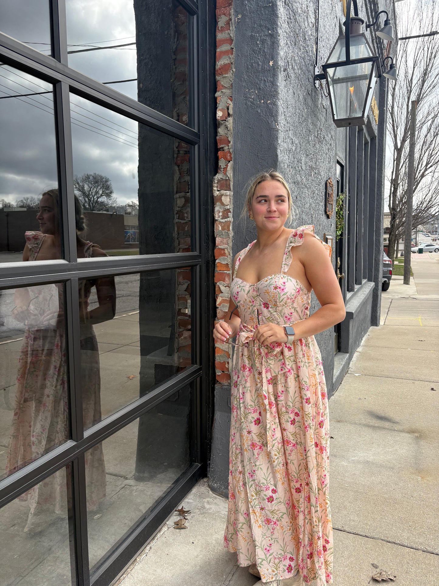 Flora Gardenia Sweetheart Midi Dress – Smocked Back & Ruffle Detail