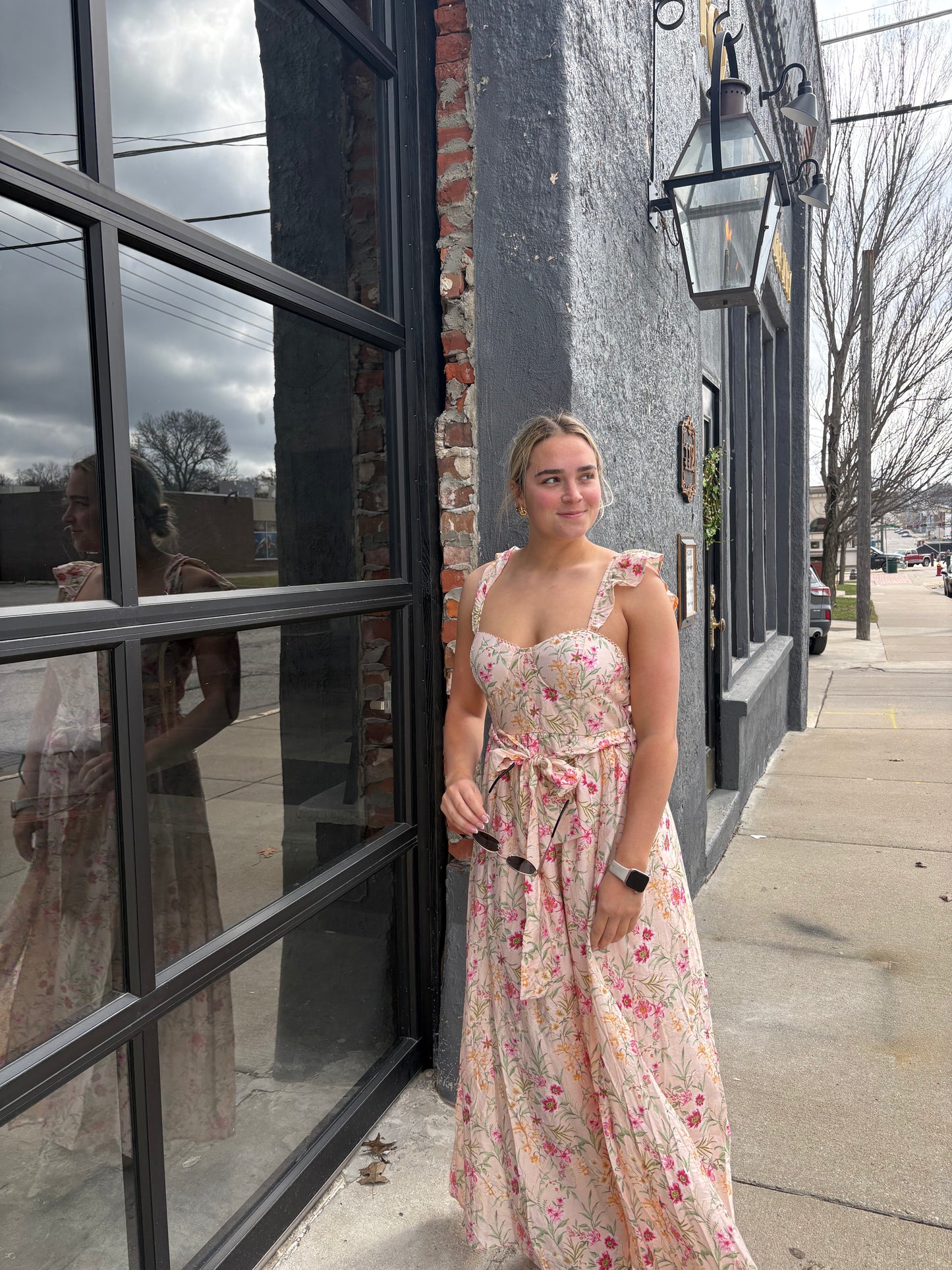 Flora Gardenia Sweetheart Midi Dress – Smocked Back & Ruffle Detail