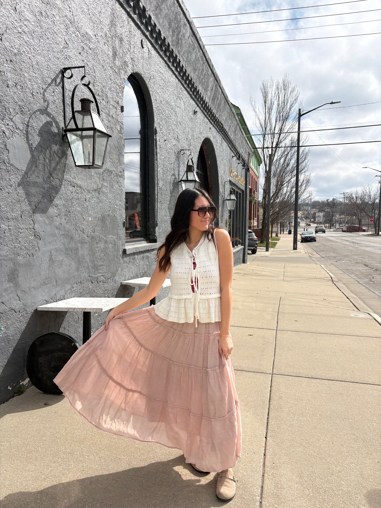Front Tie Open Knit Crochet Sweater Vest White Boho | Queen Bee Boutique