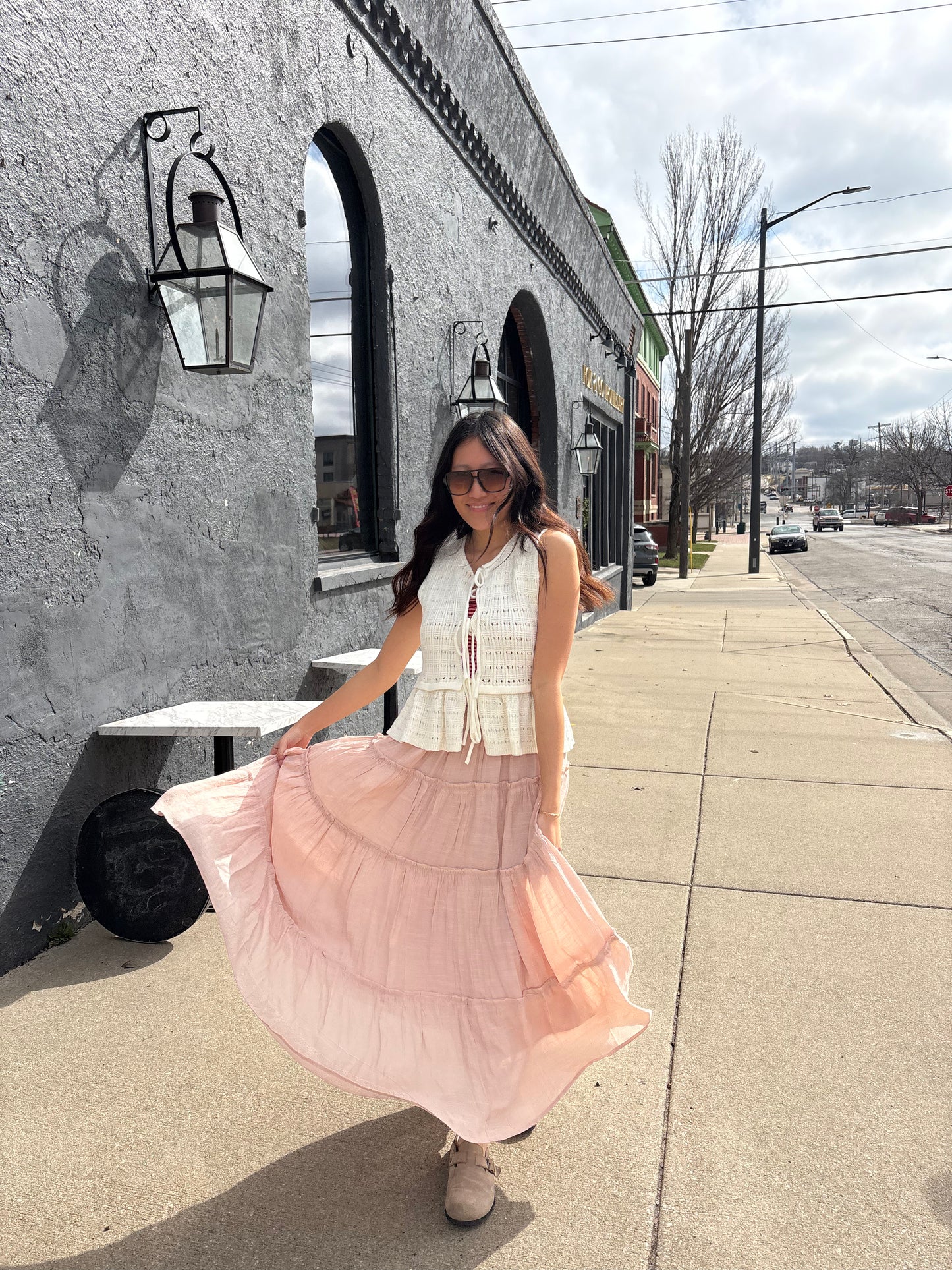 Front Tie Open Knit Crochet Sweater Vest White Boho | Queen Bee Boutique