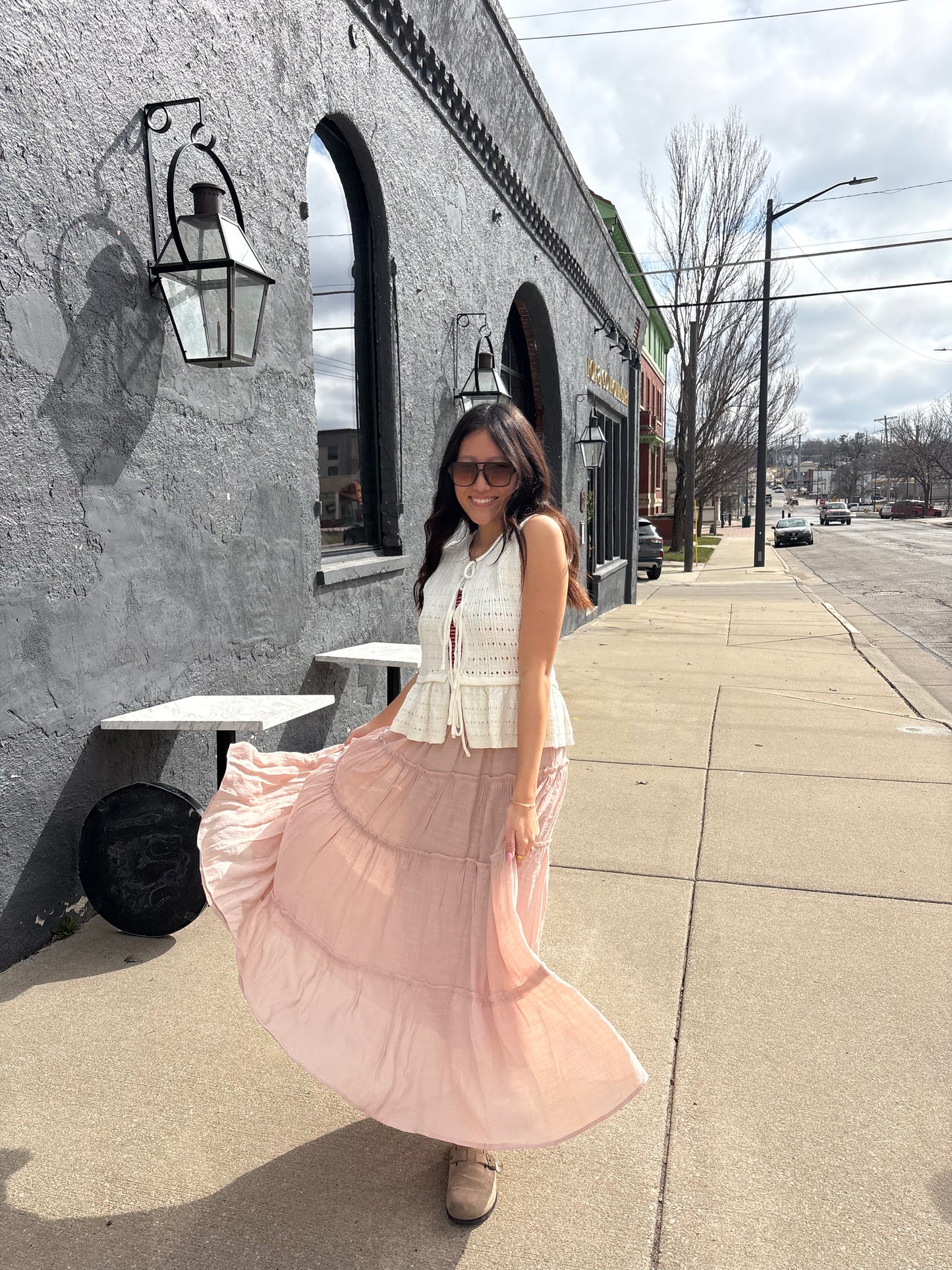 Front Tie Open Knit Crochet Sweater Vest White Boho | Queen Bee Boutique