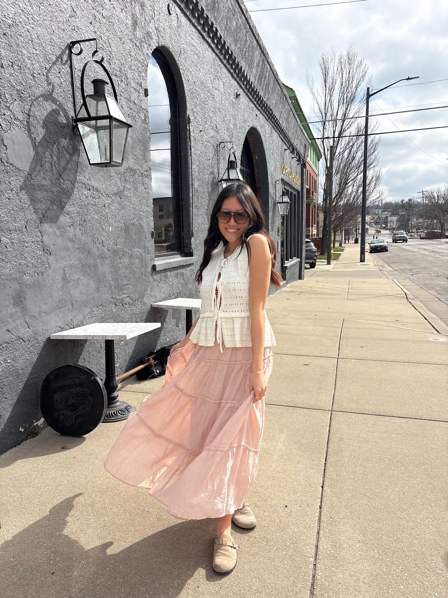 Front Tie Open Knit Crochet Sweater Vest White Boho | Queen Bee Boutique