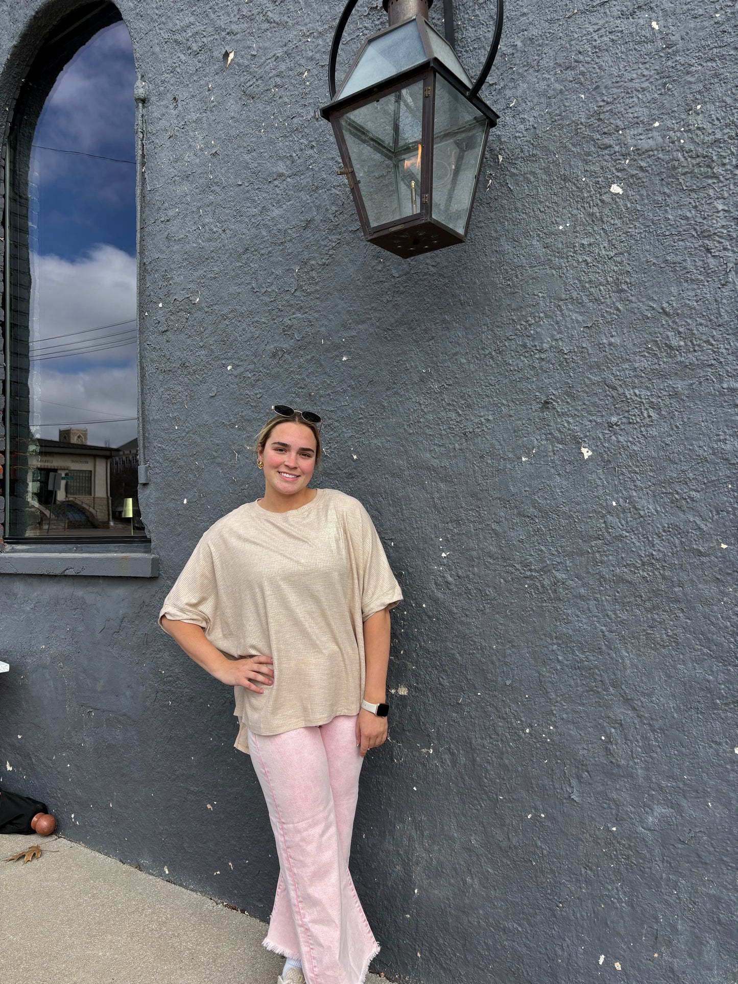 Risen Spring Pink High-Rise Straight Leg Jeans - Muted Pink Acid Wash Denim with Tummy Control