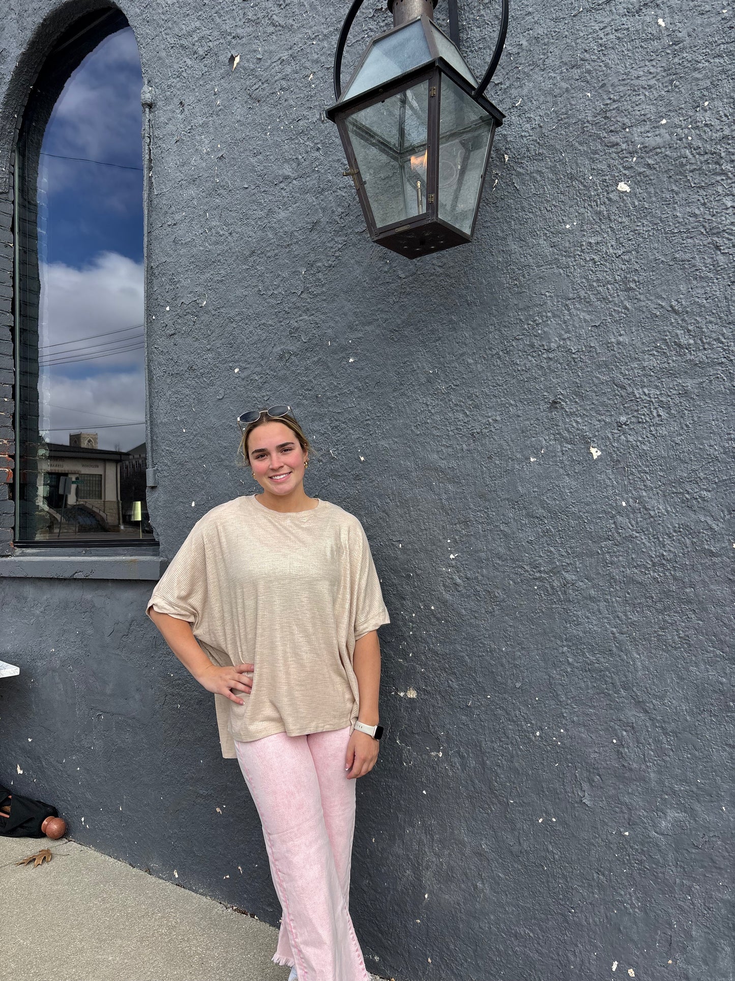 Risen Spring Pink High-Rise Straight Leg Jeans - Muted Pink Acid Wash Denim with Tummy Control