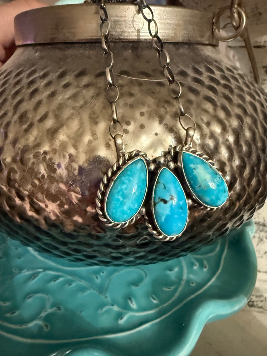 3 Stone Teardrop Bar Necklace