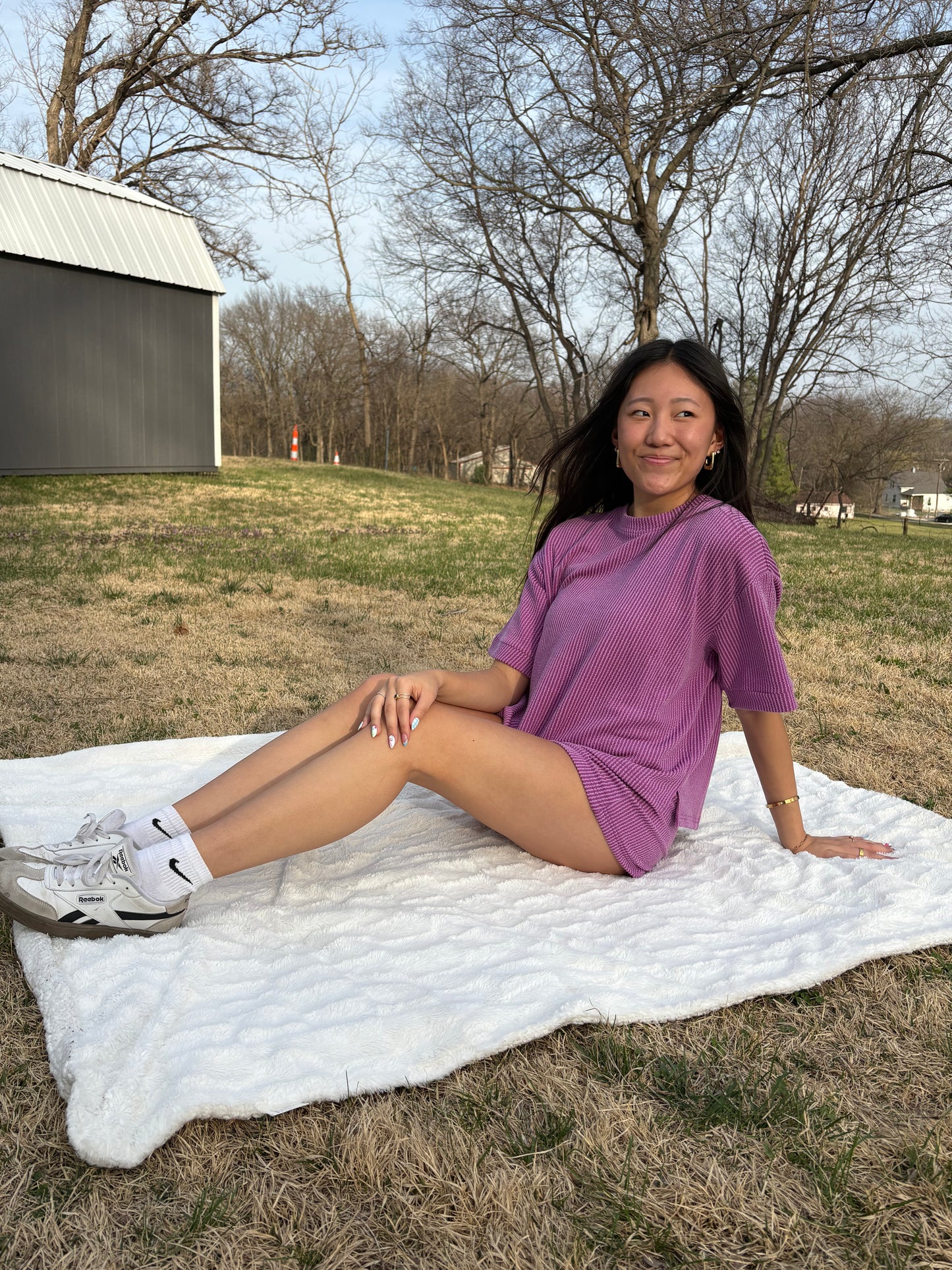 Corded Rib Half Sleeve Tee & Shorts 2PC Set