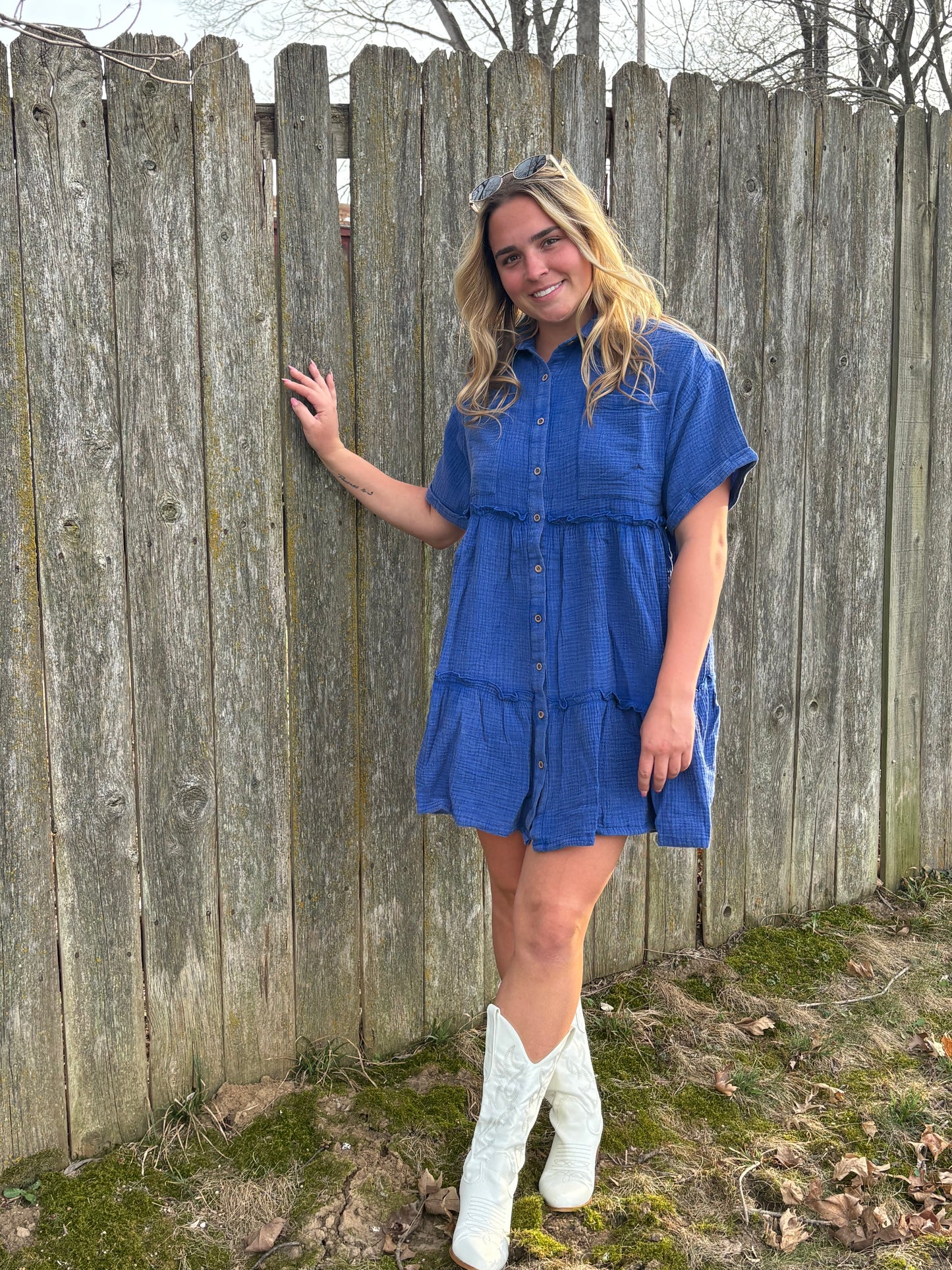 Mineral Washed Button Down Gauze Dress Bright Colors | Queen Bee Boutique