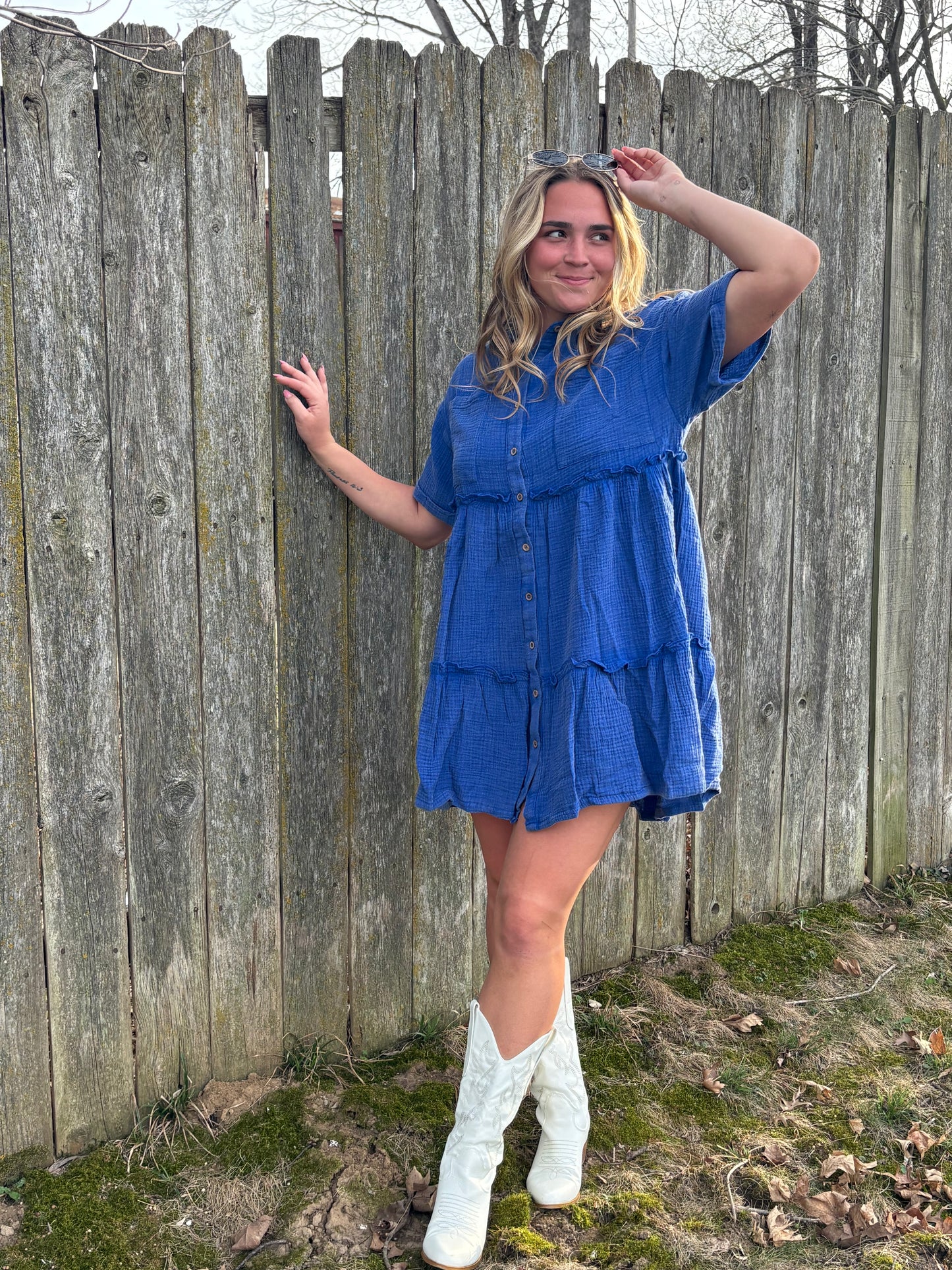 Mineral Washed Button Down Gauze Dress Bright Colors | Queen Bee Boutique