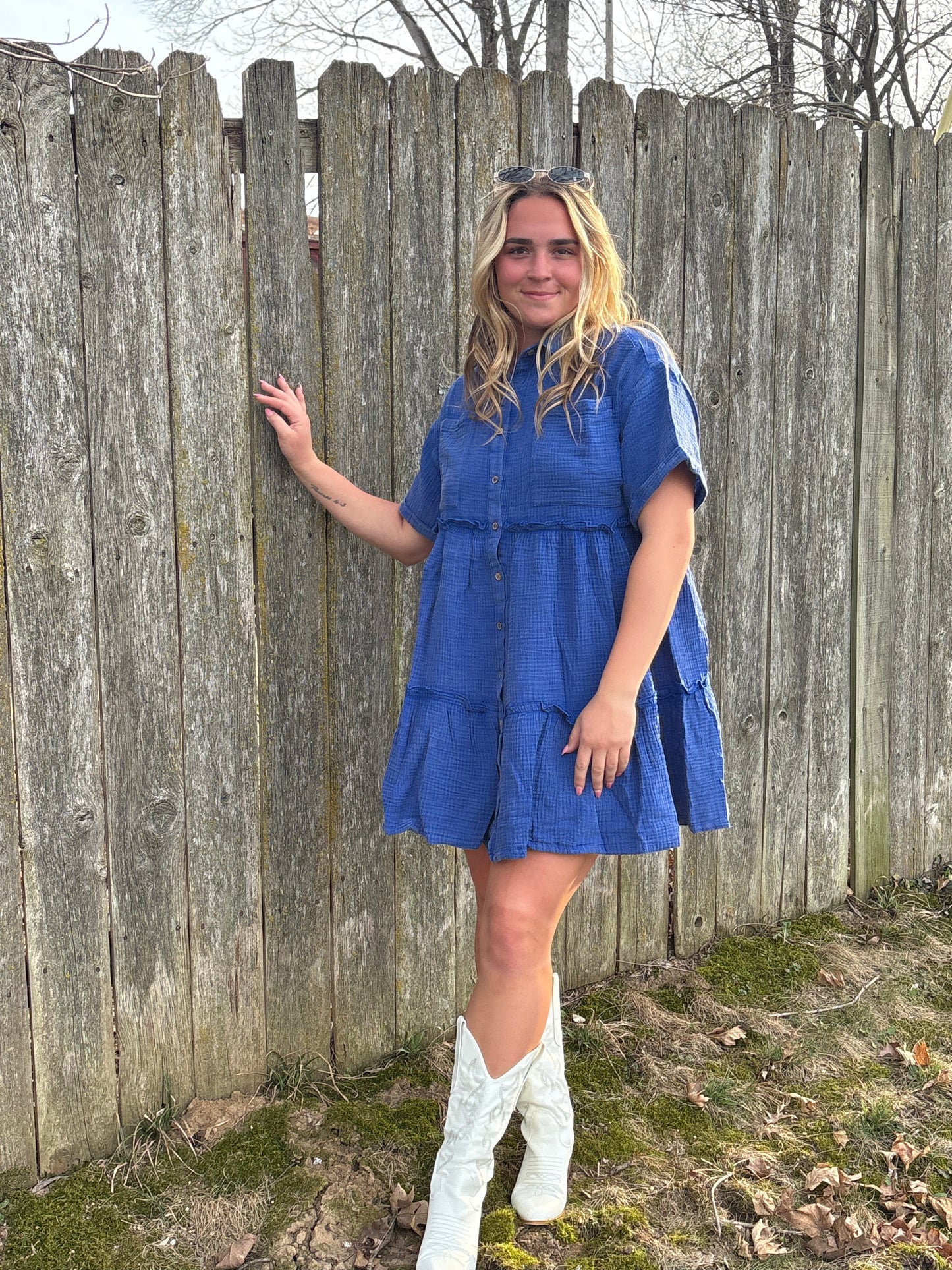 Mineral Washed Button Down Gauze Dress Bright Colors | Queen Bee Boutique