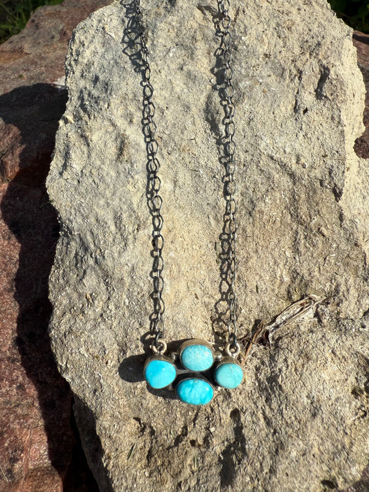 4 Stone Kingman Bar Cluster Necklace