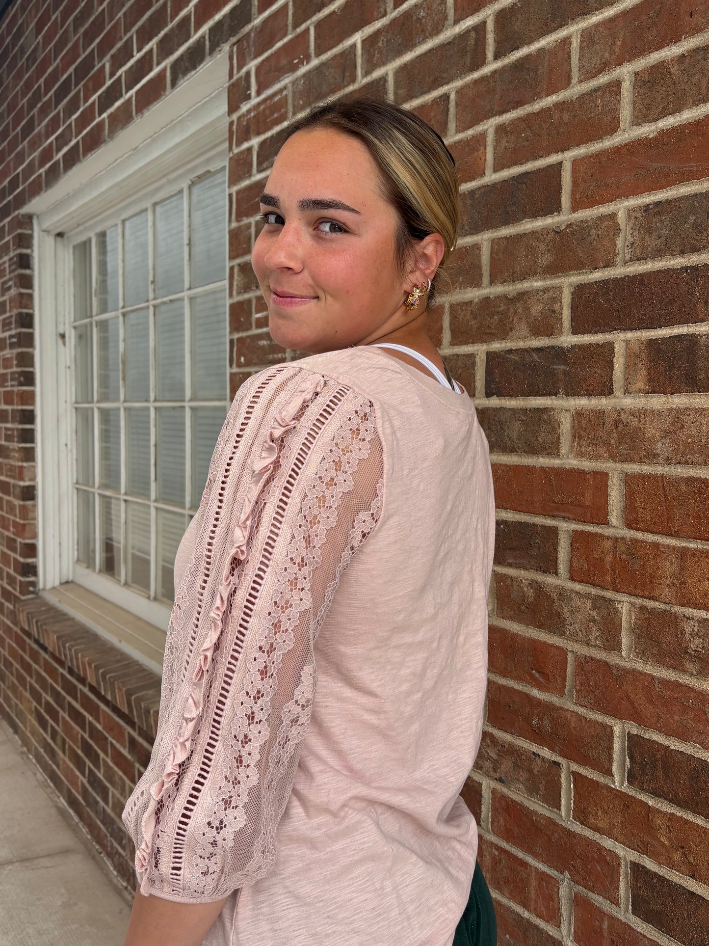 Lace 3/4 Sleeve Casual Chic Top | Queen Bee Boutique