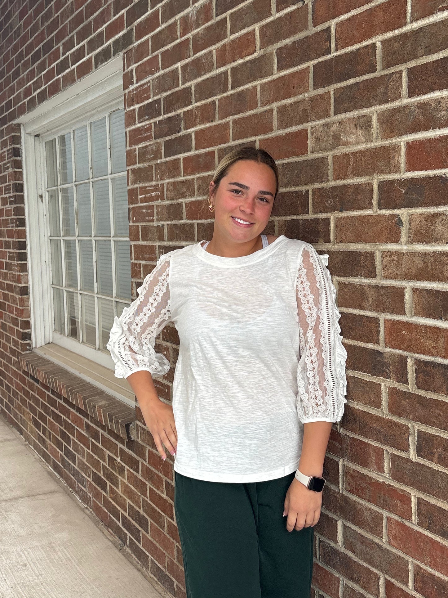 Lace 3/4 Sleeve Casual Chic Top | Queen Bee Boutique