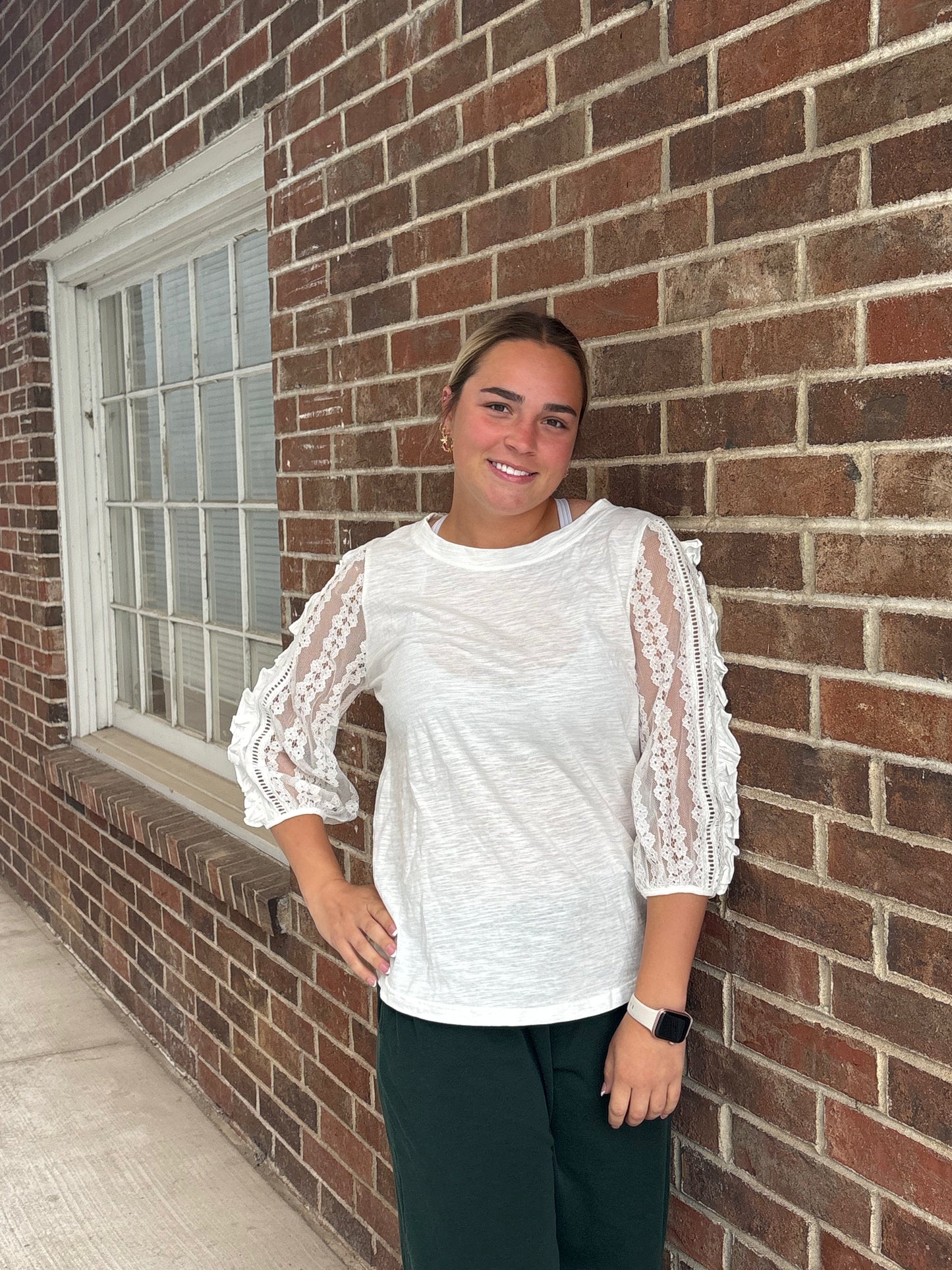 Lace 3/4 Sleeve Casual Chic Top | Queen Bee Boutique