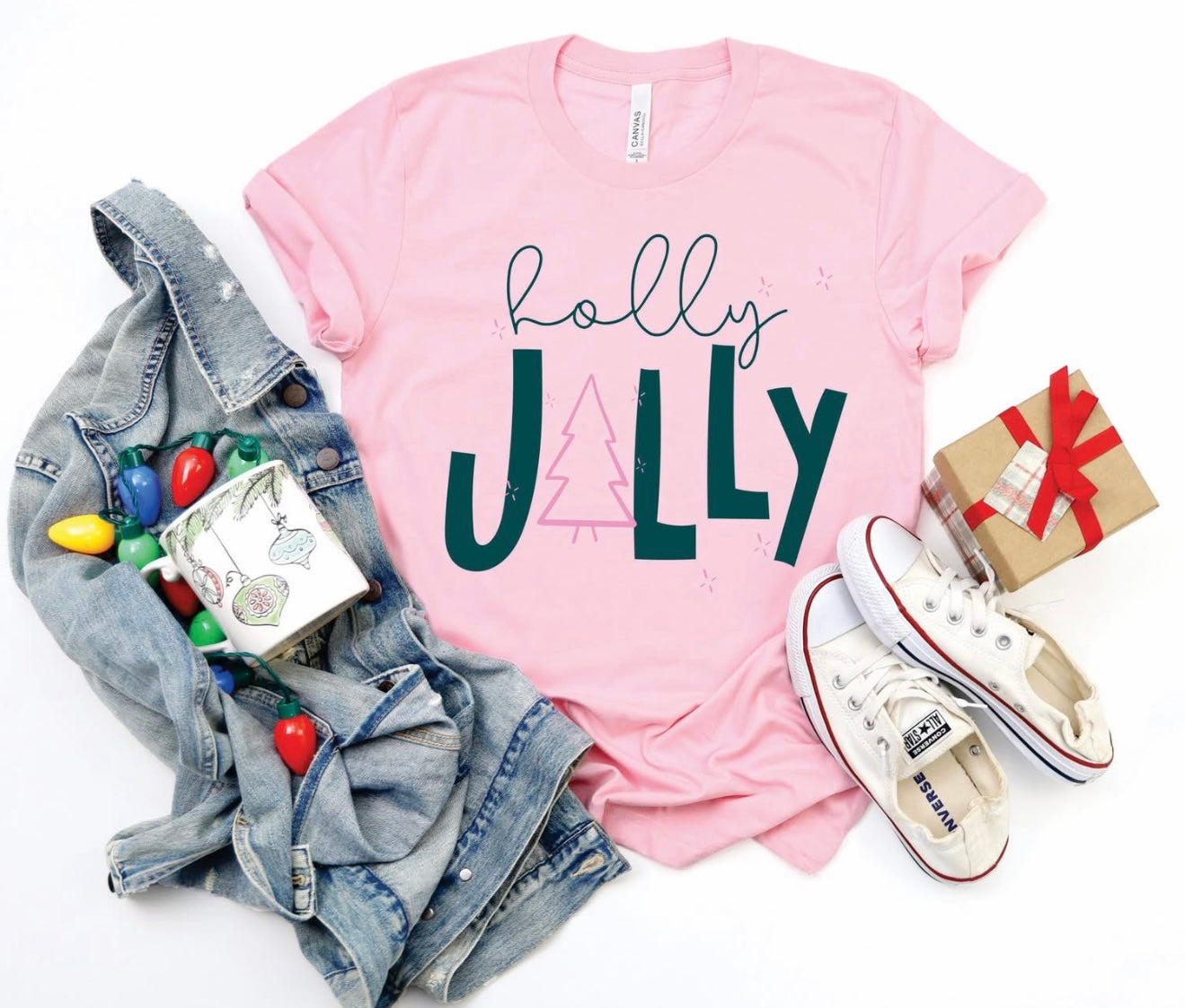 Pink Holly Jolly Tee