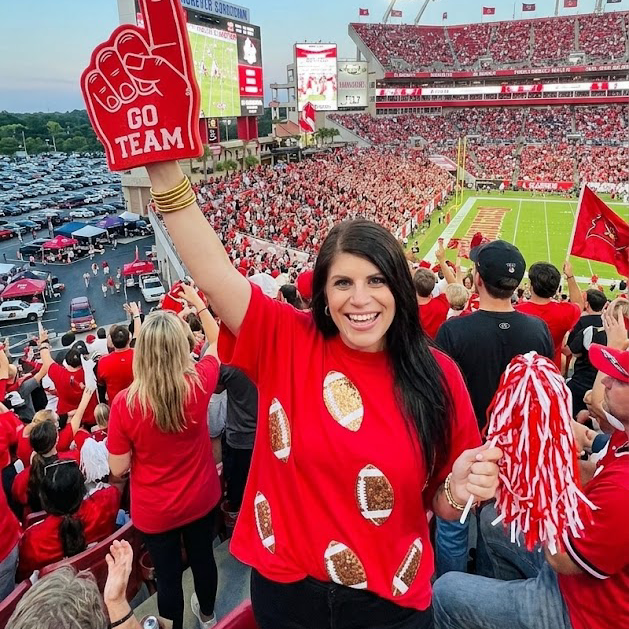 Red Kingdom Sequin Patch Top Gameday | Queen Bee Boutique
