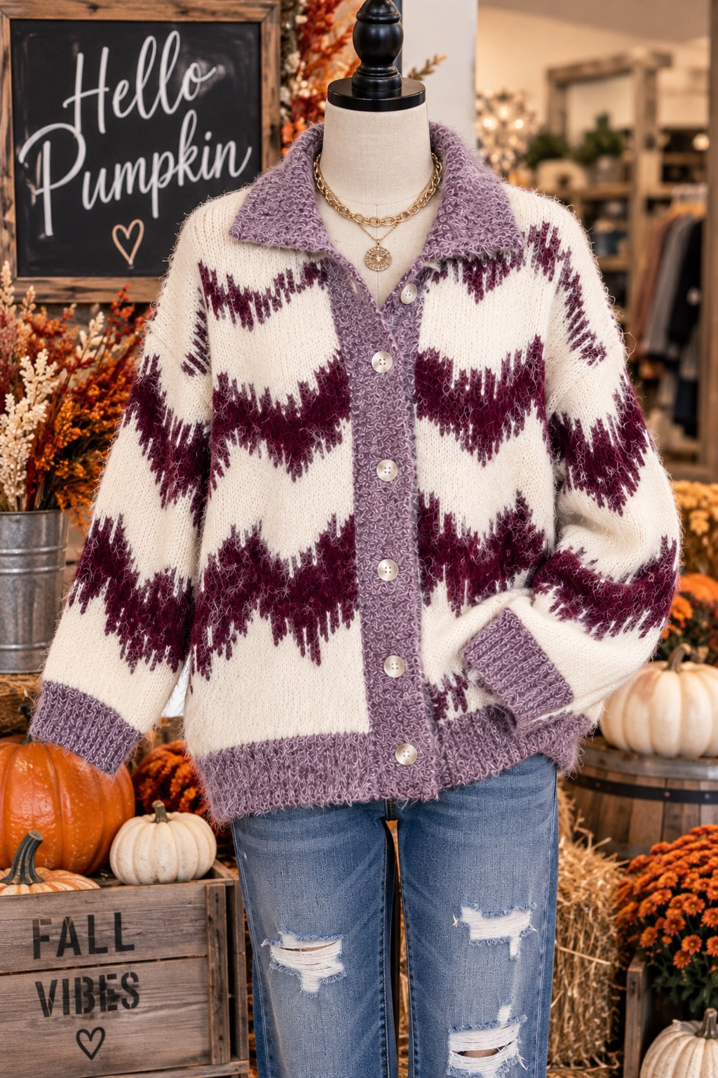 Winter Heavy Fuzzy Pattern Cozy Sweater | Queen Bee Boutique