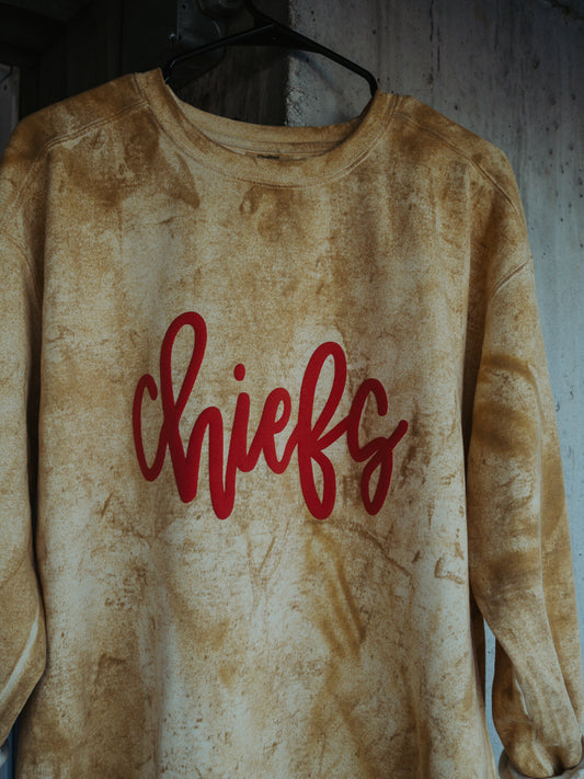 C h I e f s Red Puff Golden Crew – Stylish & Cozy Game Day Sweatshirt | QB Customs