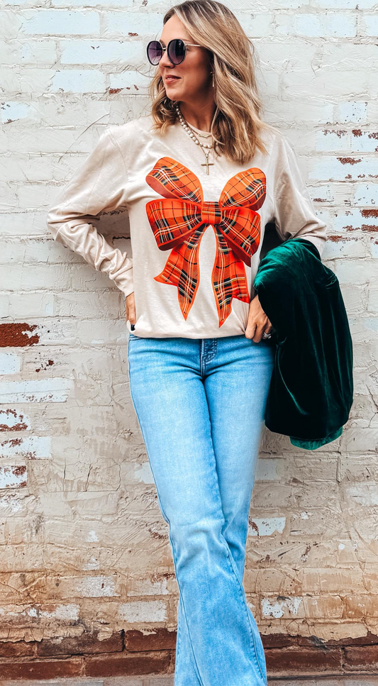 Plaid Bow Longsleeve Tee