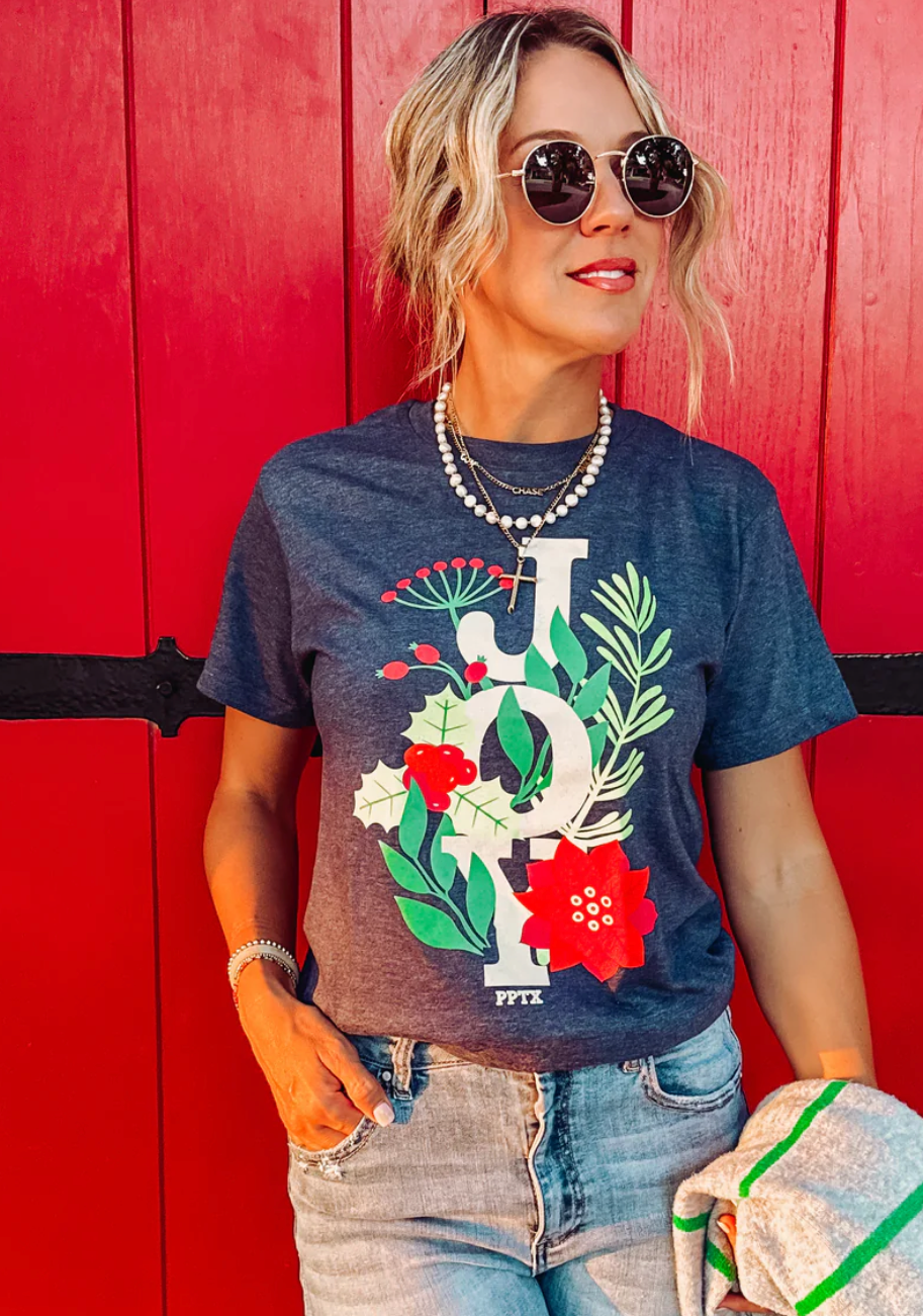 Joy Poinsetta Tee
