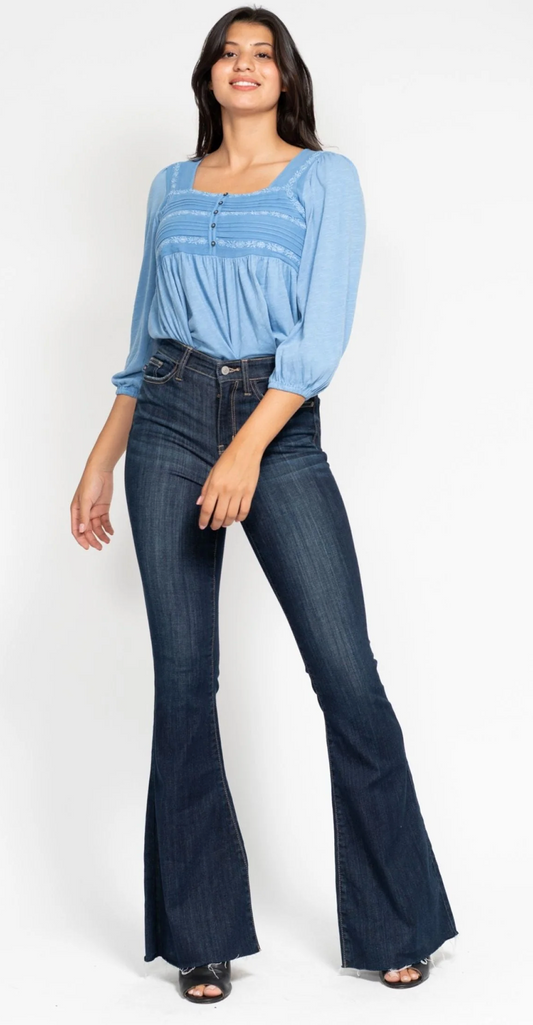 JB Dark Wash Raw Hem Flare