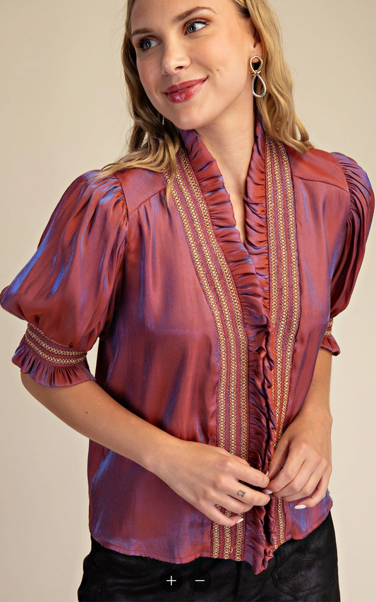 Rust Red Shimmer Top