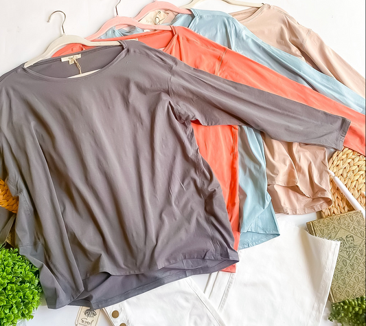 Long Sleeve N Me Top | Easel Lightweight Layering Tee | QB Boutique